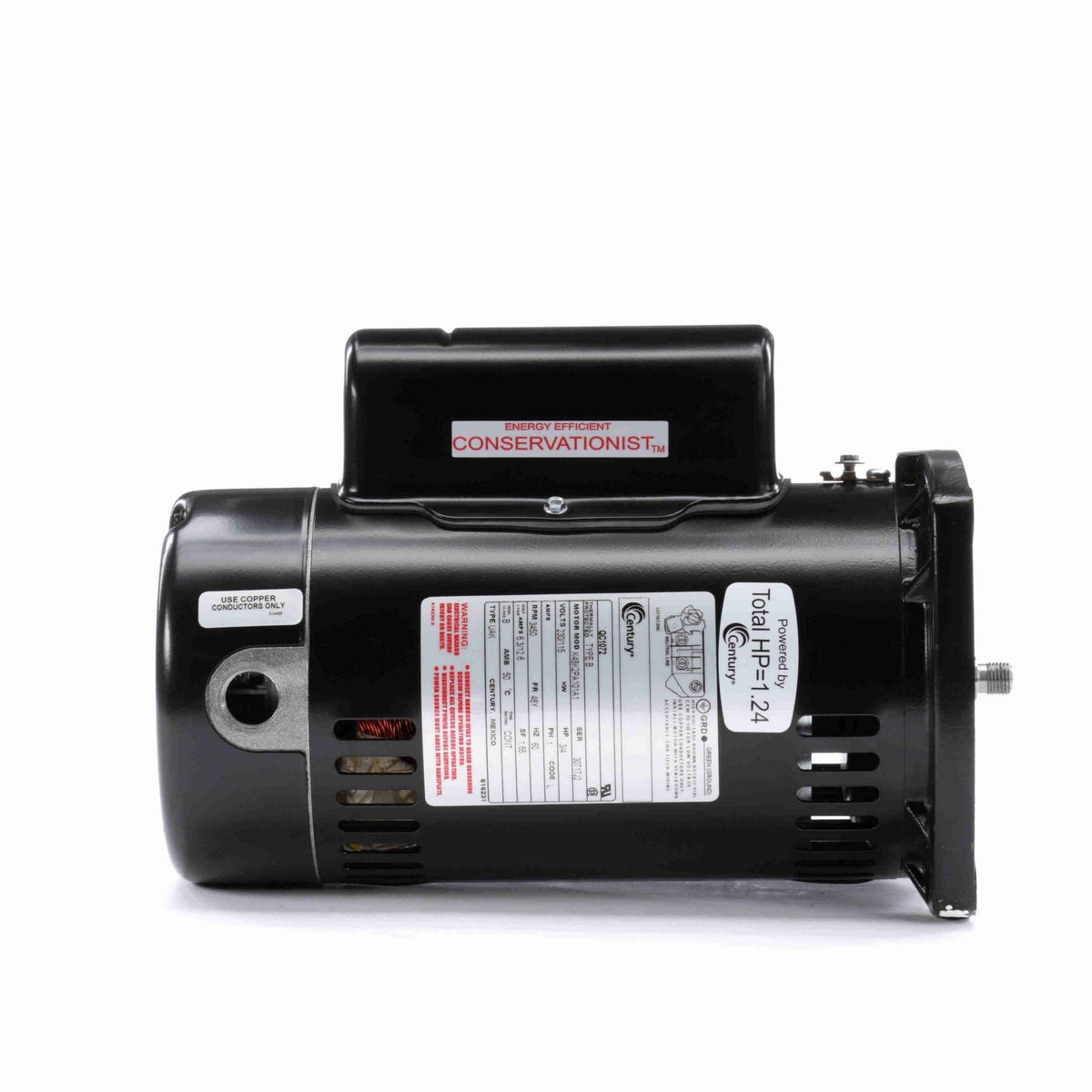 Century Pool Pump Motor, 0.95 HP, 1 Ph, 60 Hz, 115/230 V, 3600 RPM, 48Y Frame, ODP - UQC1072V1