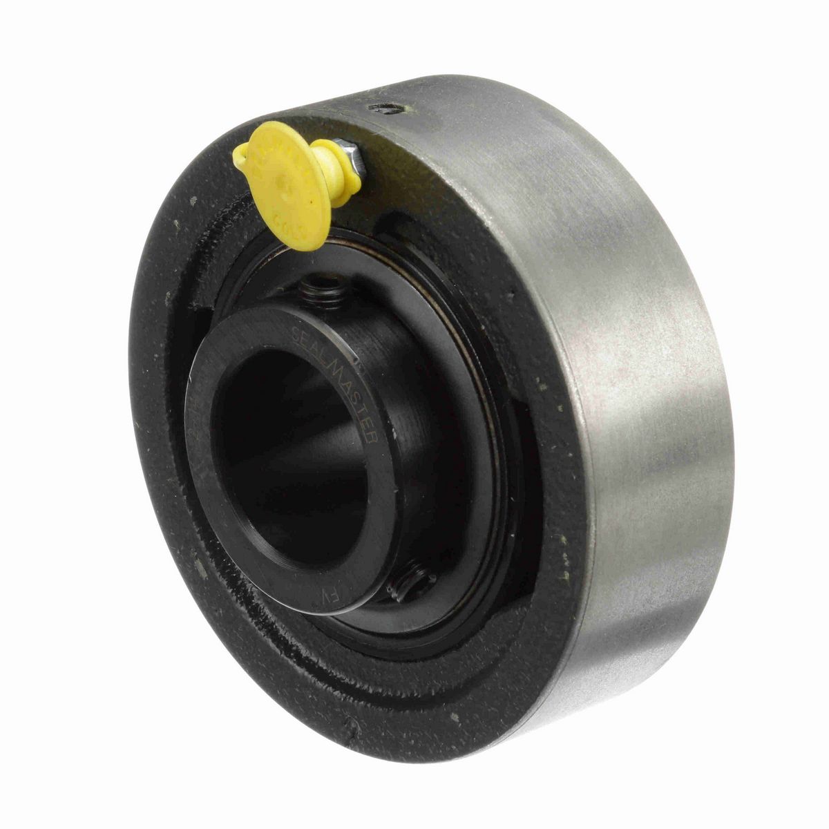 Sealmaster Mounted Cast Iron Cylindrical Cartridge Ball Bearing - 52100 Bearing Steel, Black Oxided - Setscrew Lock - SC-20
