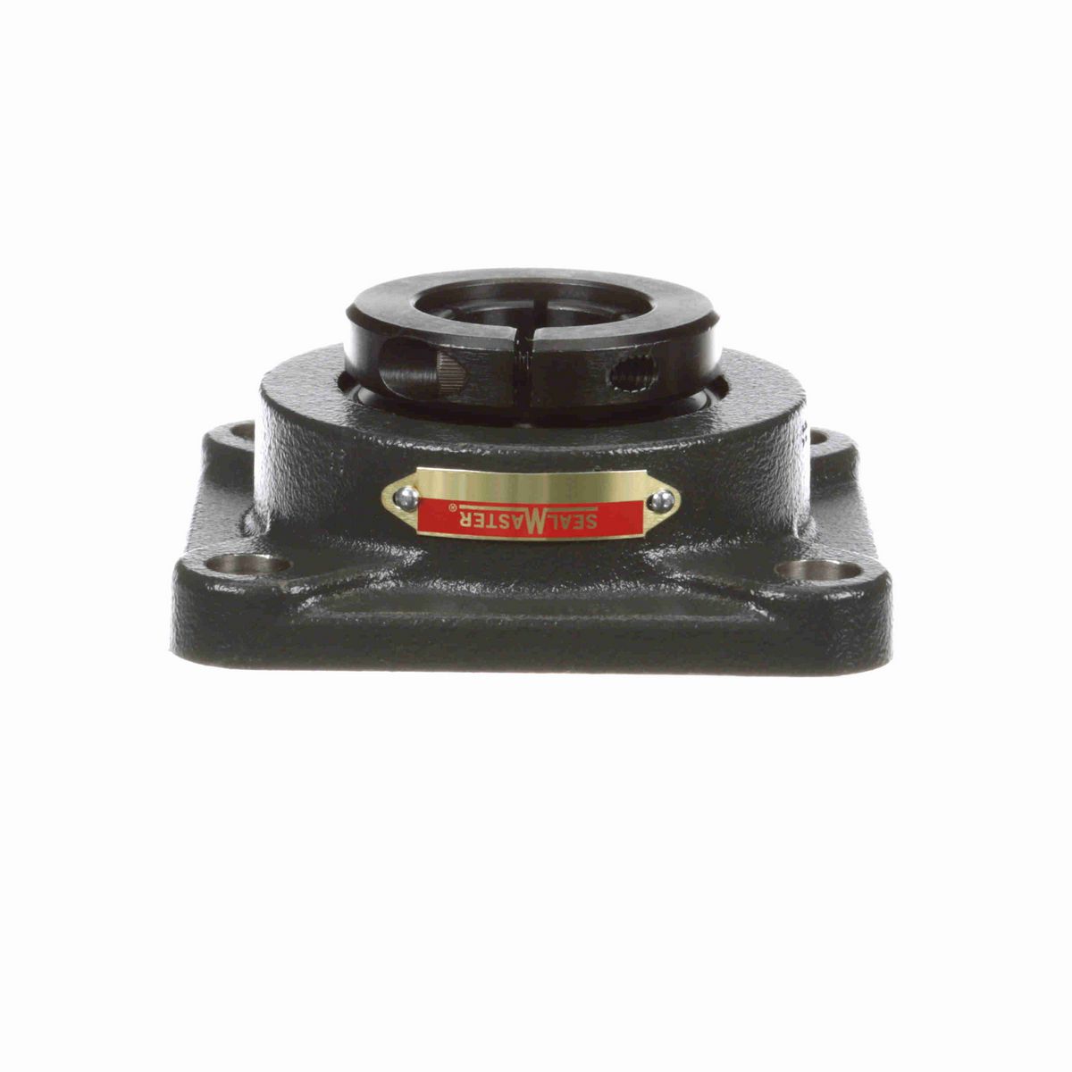 Sealmaster Mounted Cast Iron Four Bolt Flange Ball Bearing - 52100 Bearing Steel, Black Oxided - Concentric Lock - High Vibration Features - MSF-19T BDZ