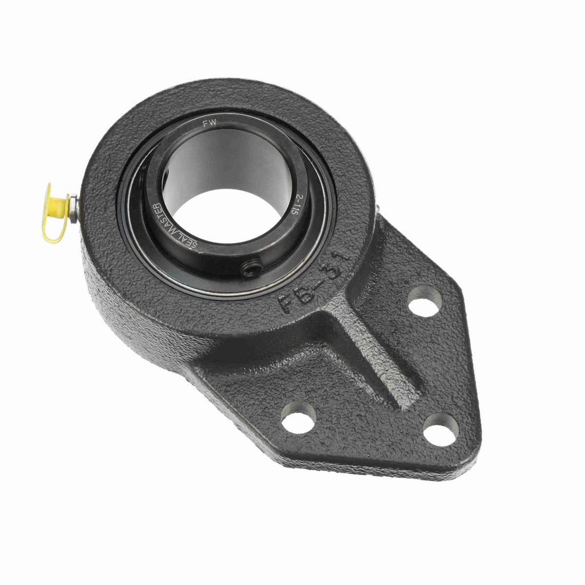 Sealmaster Mounted Cast Iron Three Bolt Flange Bracket Ball Bearing - 52100 Bearing Steel, Black Oxided - Setscrew Lock - FB-31
