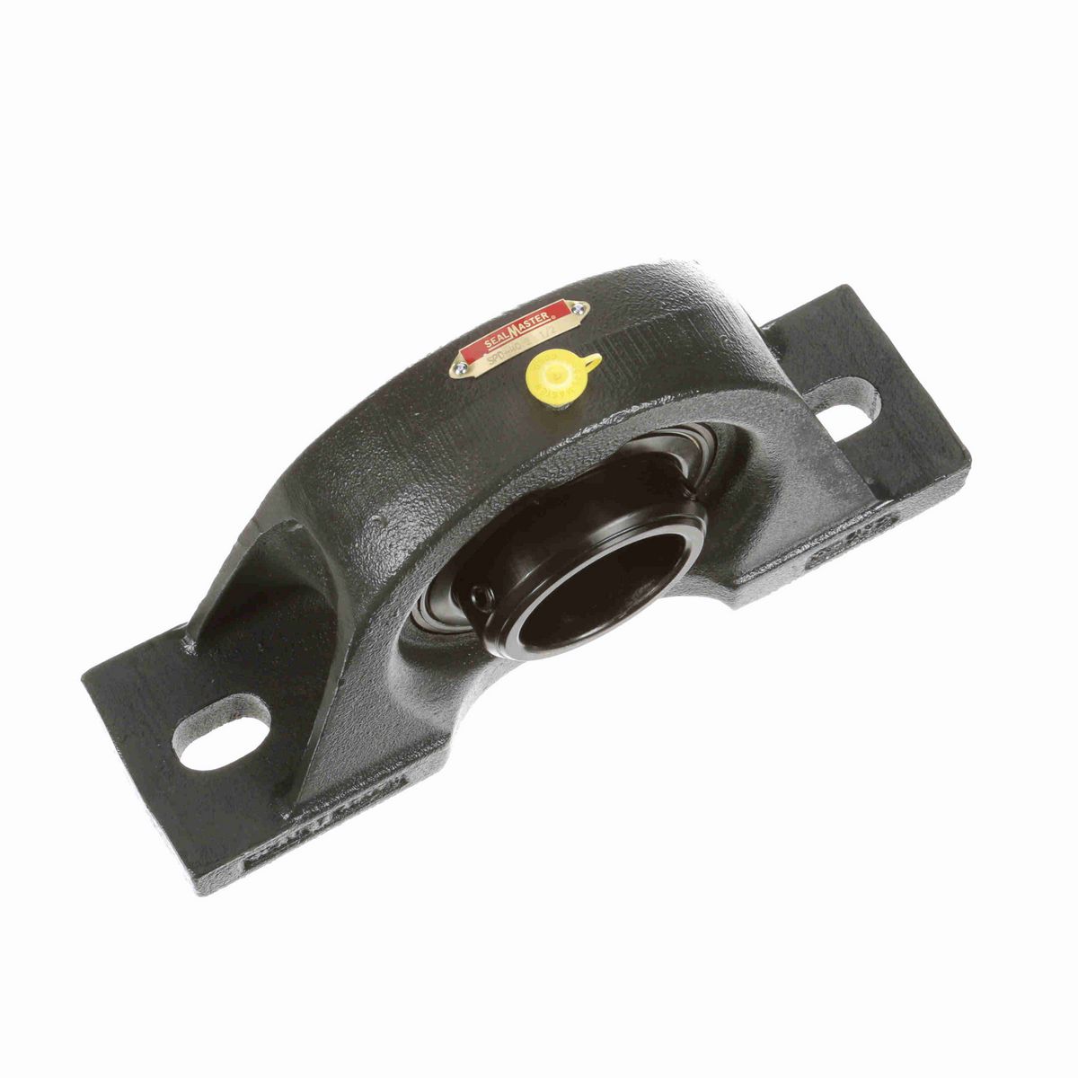 Sealmaster Mounted Cast Iron Two Bolt Pillow Block Ball Bearing - 52100 Bearing Steel, Black Oxided - Double Setscrew Lock - SPD-40