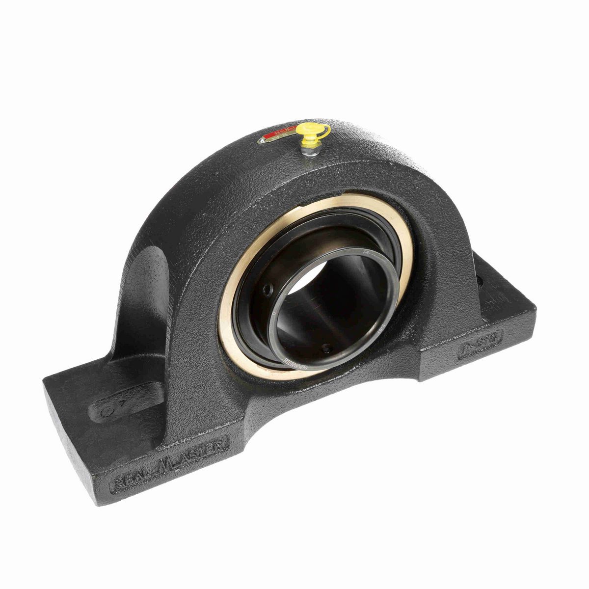 Sealmaster Mounted Cast Iron Two Bolt Pillow Block Ball Bearing - 52100 Bearing Steel, Black Oxided - Setscrew Lock - EMP-55