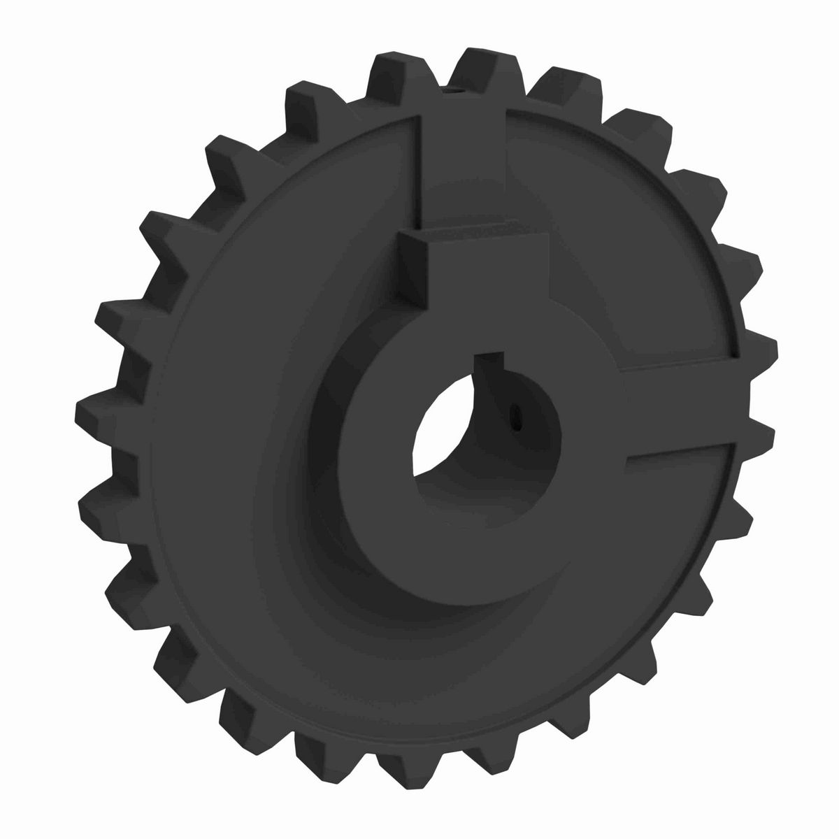 Rexnord 5700 Series Solid One Piece Molded Acetal Sprocket with 24 Teeth and a 1in Round Shaft-Ready Bore with Keyway & 2 Setscrews - 114-1597-1