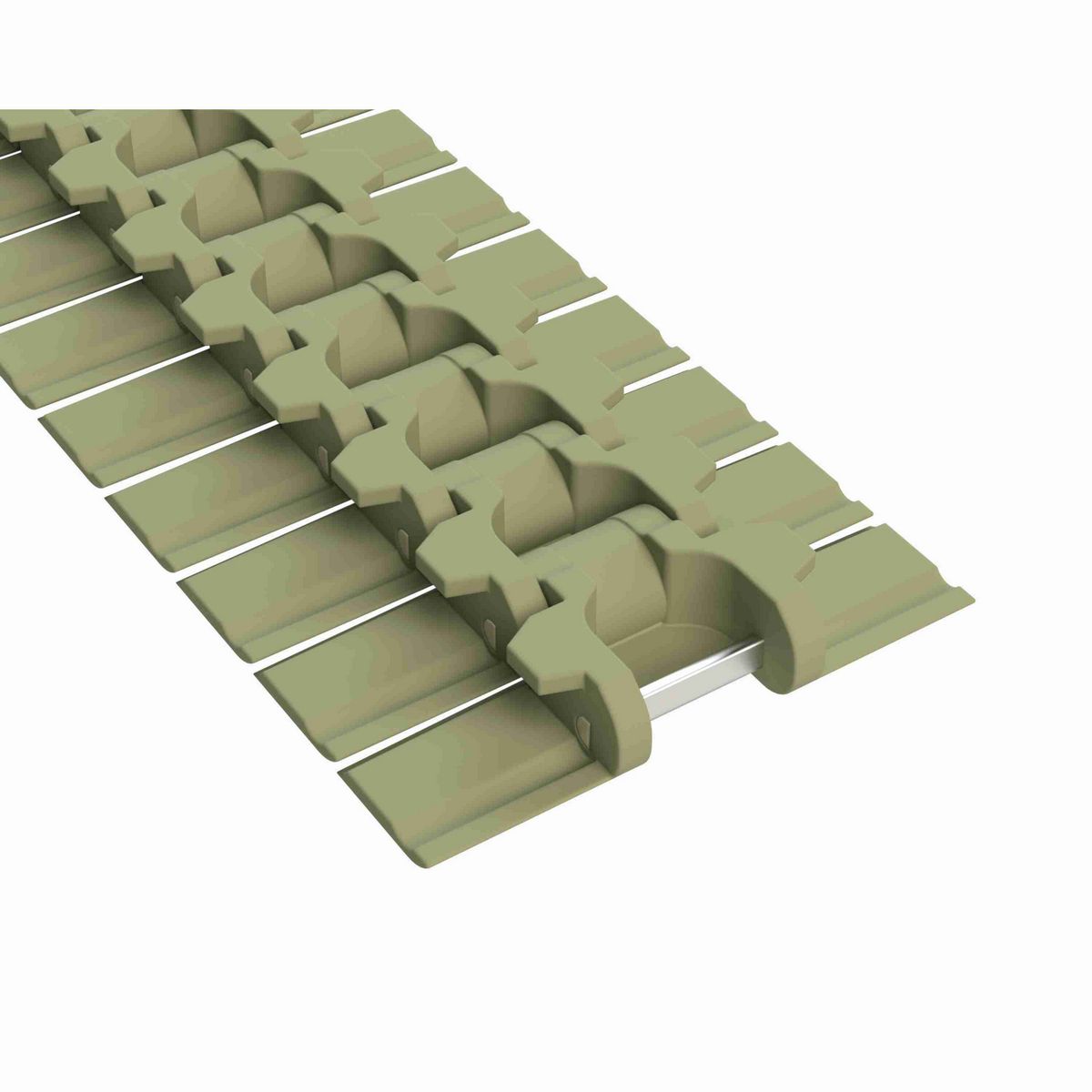 Rexnord 882TAB Side-flexing Solid Top, Material: Green Abrasion Resistant Polyamide, Width: 6in, Pitch: 1.5in - 81430517