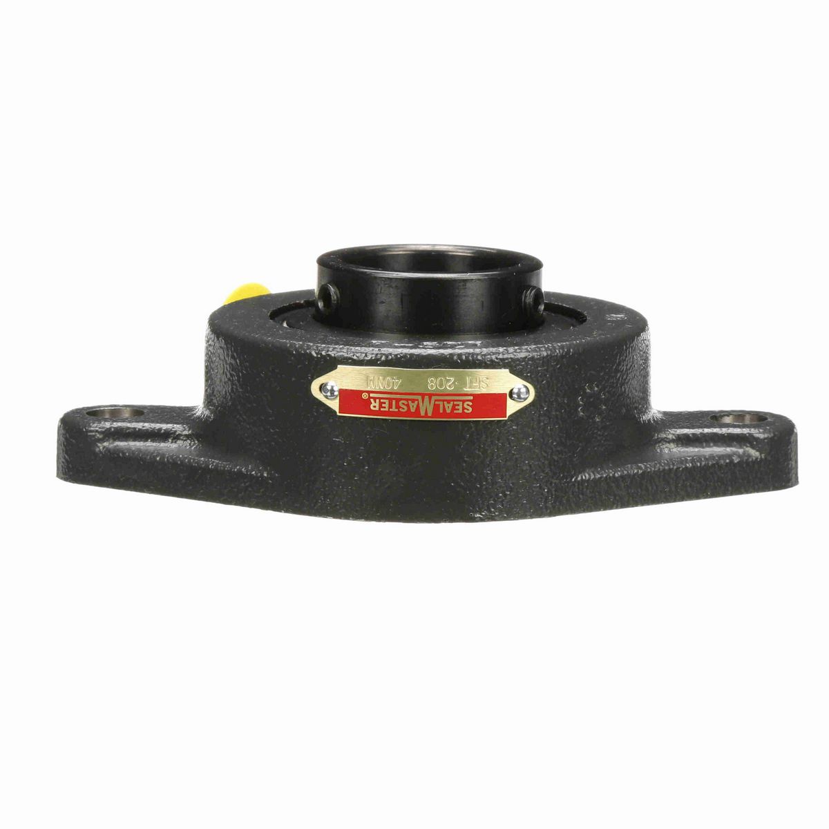 Sealmaster Mounted Cast Iron Two Bolt Flange Ball Bearing - 52100 Bearing Steel, Black Oxided - Setscrew Lock - SFT-208