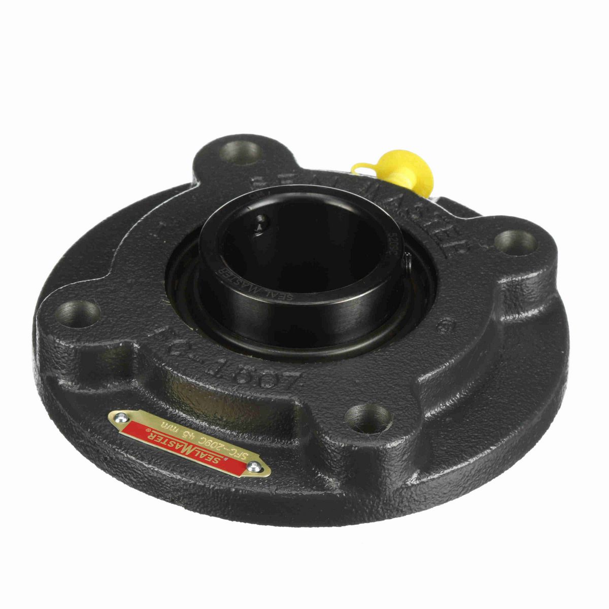Sealmaster Mounted Cast Iron Flange Cartridge Ball Bearing - 52100 Bearing Steel, Black Oxided - Setscrew Lock - SFC-209C