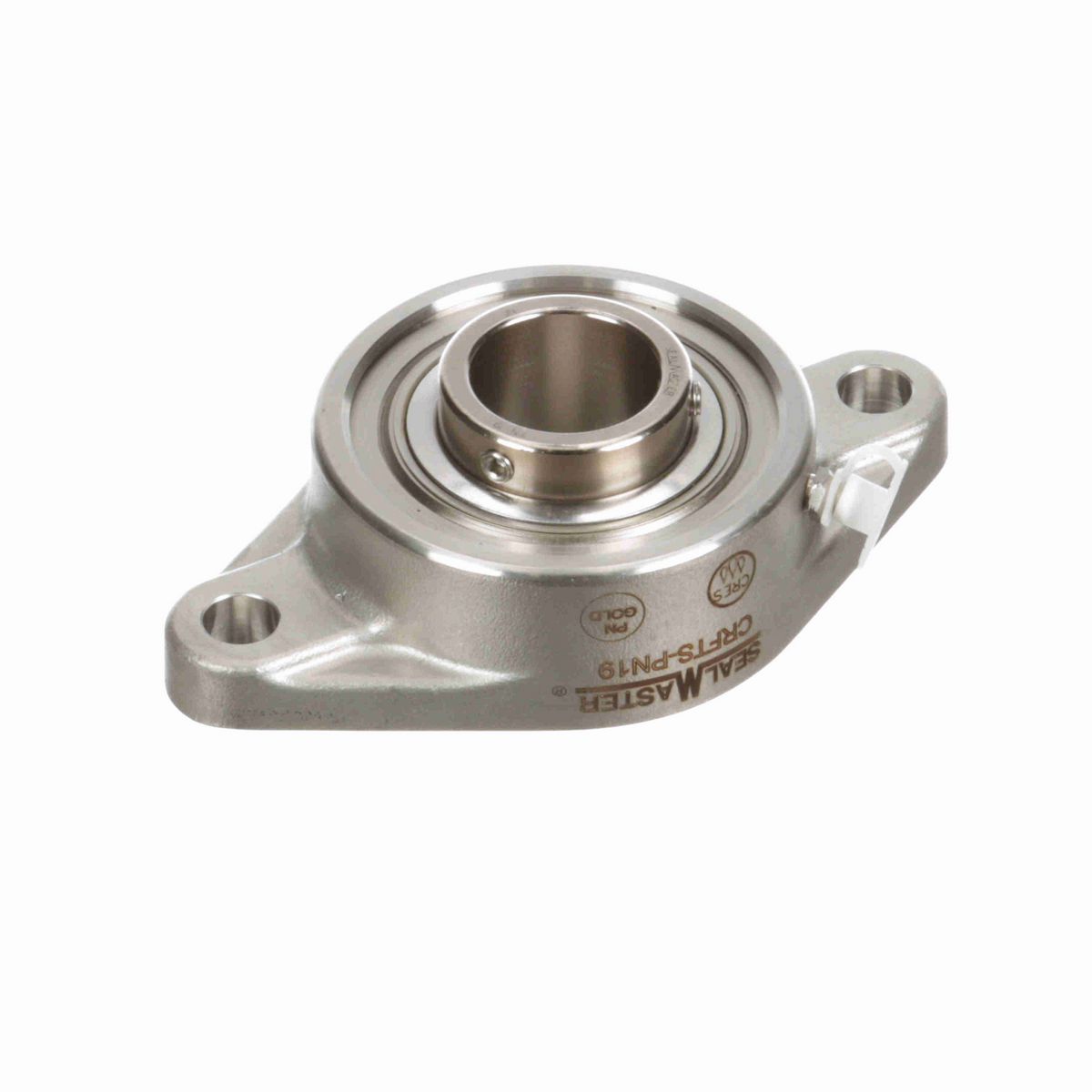 Sealmaster Mounted Stainless Steel Two Bolt Flange Ball Bearing - 52100 Bearing Steel, Phosphorus Nickel Coated - Setscrew Lock - Corrosion Resistant - CRFTS-PN19