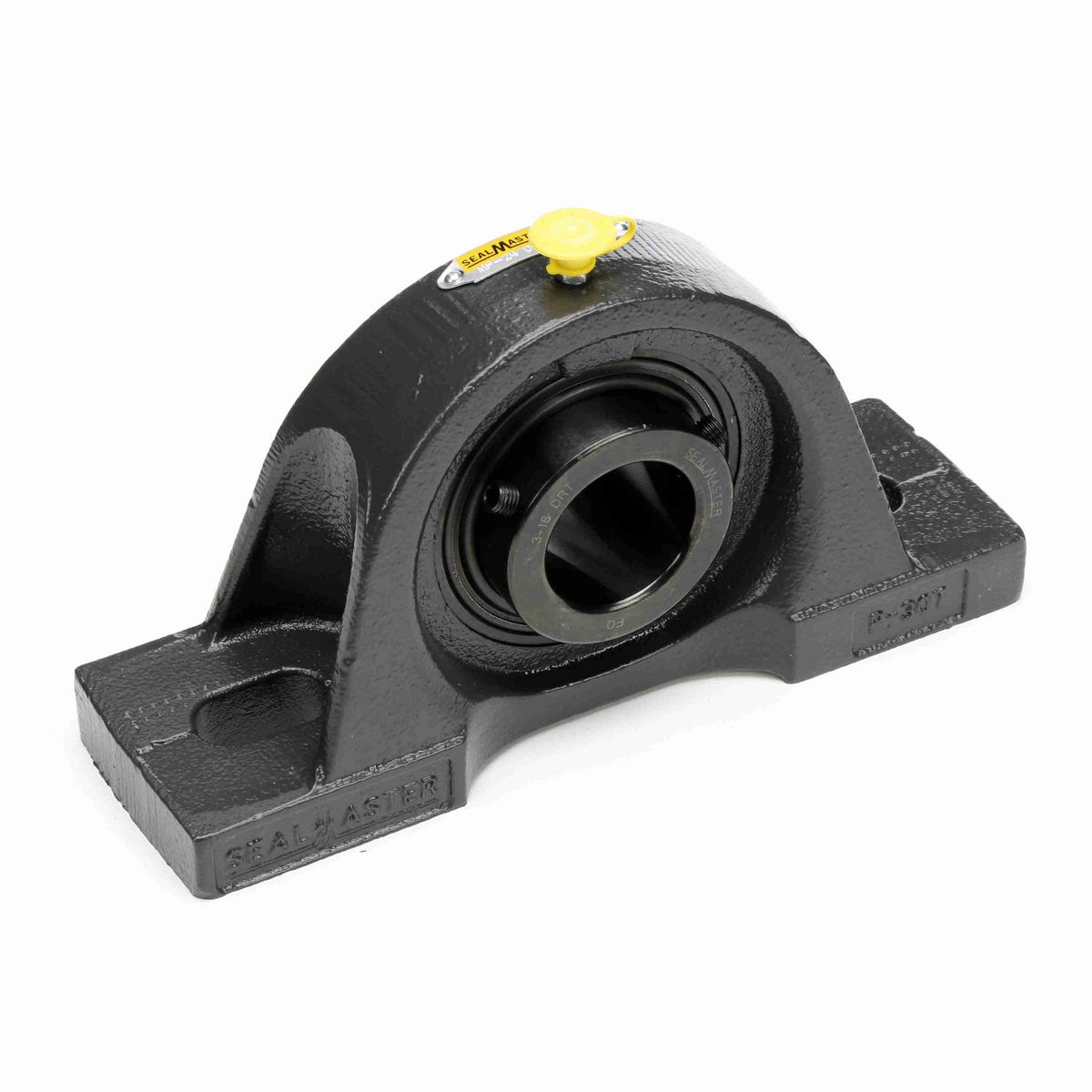 Sealmaster Mounted Cast Iron Two Bolt Pillow Block Ball Bearing - 52100 Bearing Steel, Black Oxided - Setscrew Lock - High Contamination - MP-39 DRT
