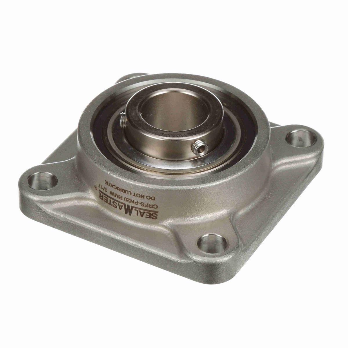 Sealmaster Mounted Stainless Steel Four Bolt Flange Ball Bearing - 52100 Bearing Steel, Phosphorus Nickel Coated - Setscrew Lock - Corrosion Resistant - Reduced Maintenance - Lubed for Life - CRFS-PN20 RMW