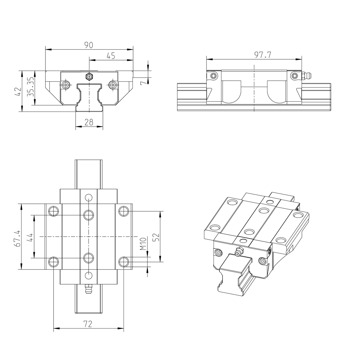 Шариковая каретка из нержавеющей стали Resist NR Bosch Rexroth KWD-030-FNS-C0-H-1 [R200179330]