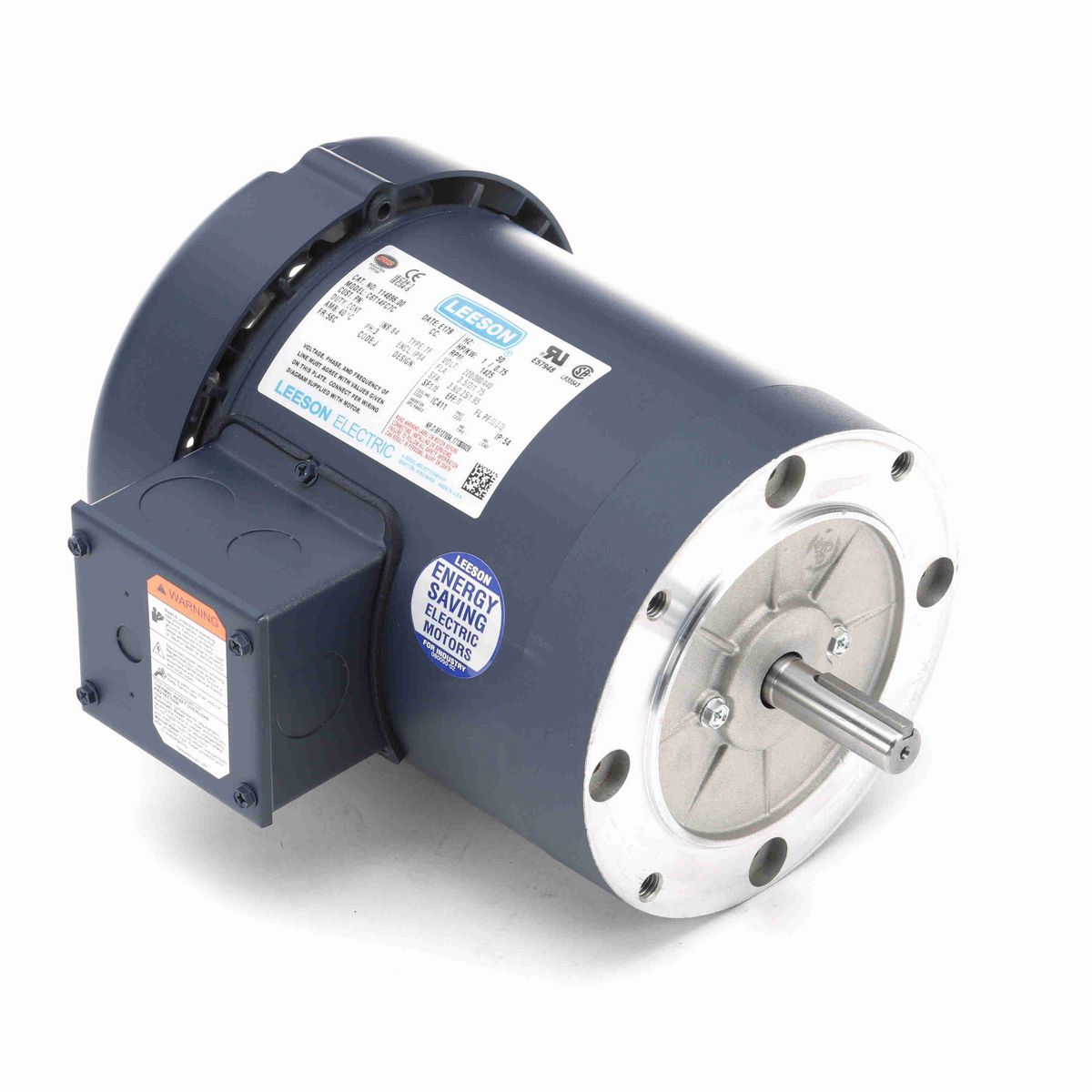 LEESON Special Voltage Motor, 1 HP, 3 Ph, 50 Hz, 220/380/440 V, 1500 RPM, 56C Frame, TEFC - 114896.00