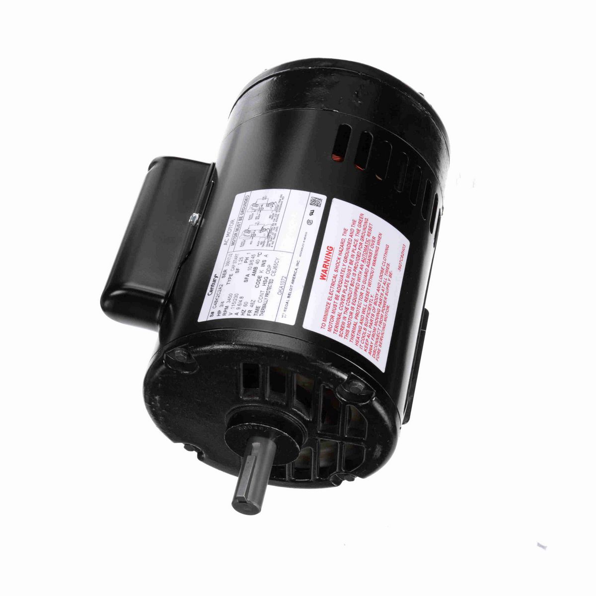 Century General Purpose Motor, 3/4 HP, 1 Ph, 60 Hz, 115/230 V, 3600 RPM, 48Z Frame, ODP - OKA1072