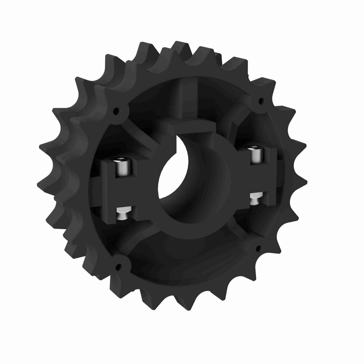 Rexnord 820 Series Split Molded Nylon Sprocket and a 21 Teeth with 1-7/16in Round Shaft-Ready Bore with Keyway & Setscrew - 614-38-4