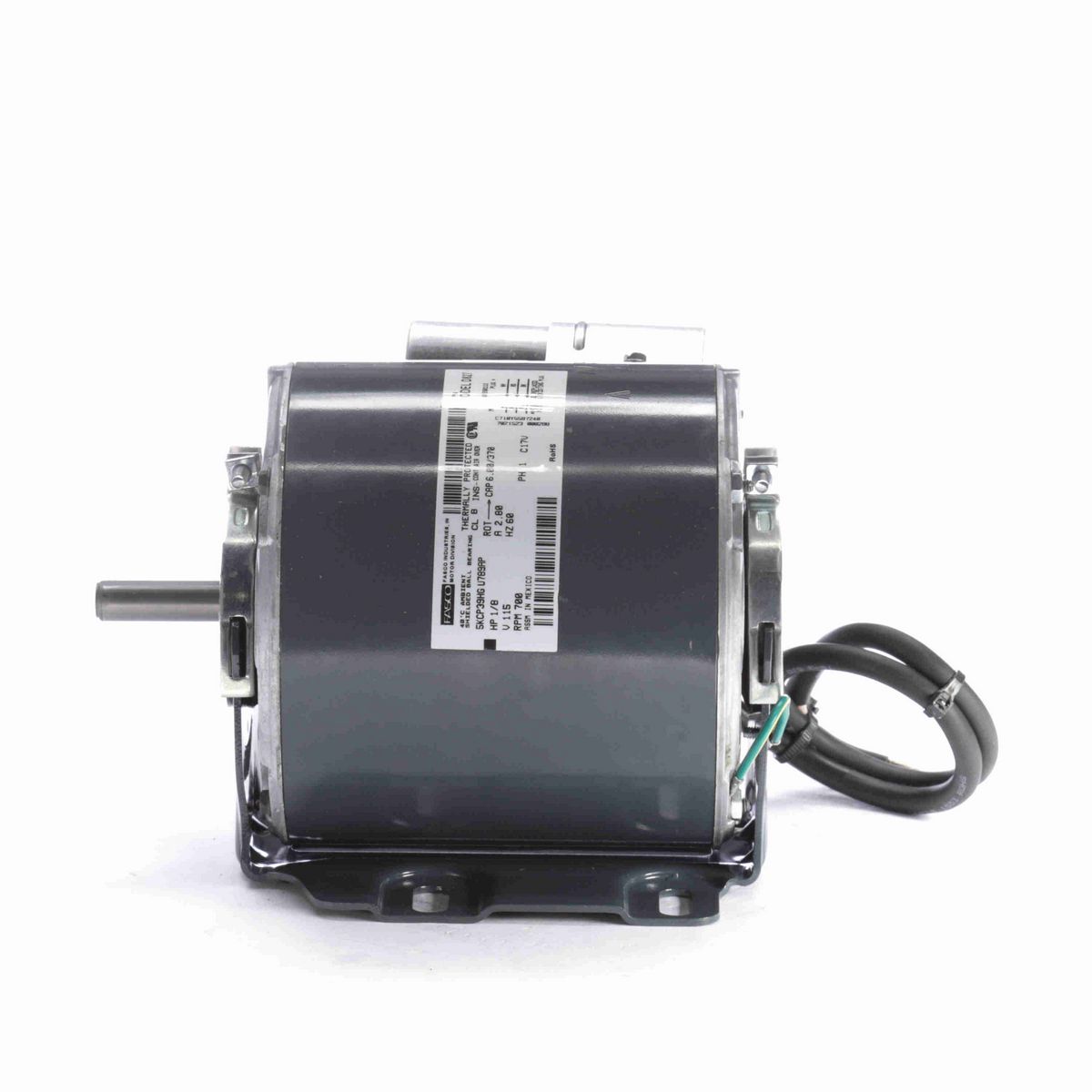 FASCO OEM Replacement Motor, 1/8 HP, 1 Ph, 60 Hz, 115 V, 700 RPM, 1 Speed, 48 Frame, OAO - D827