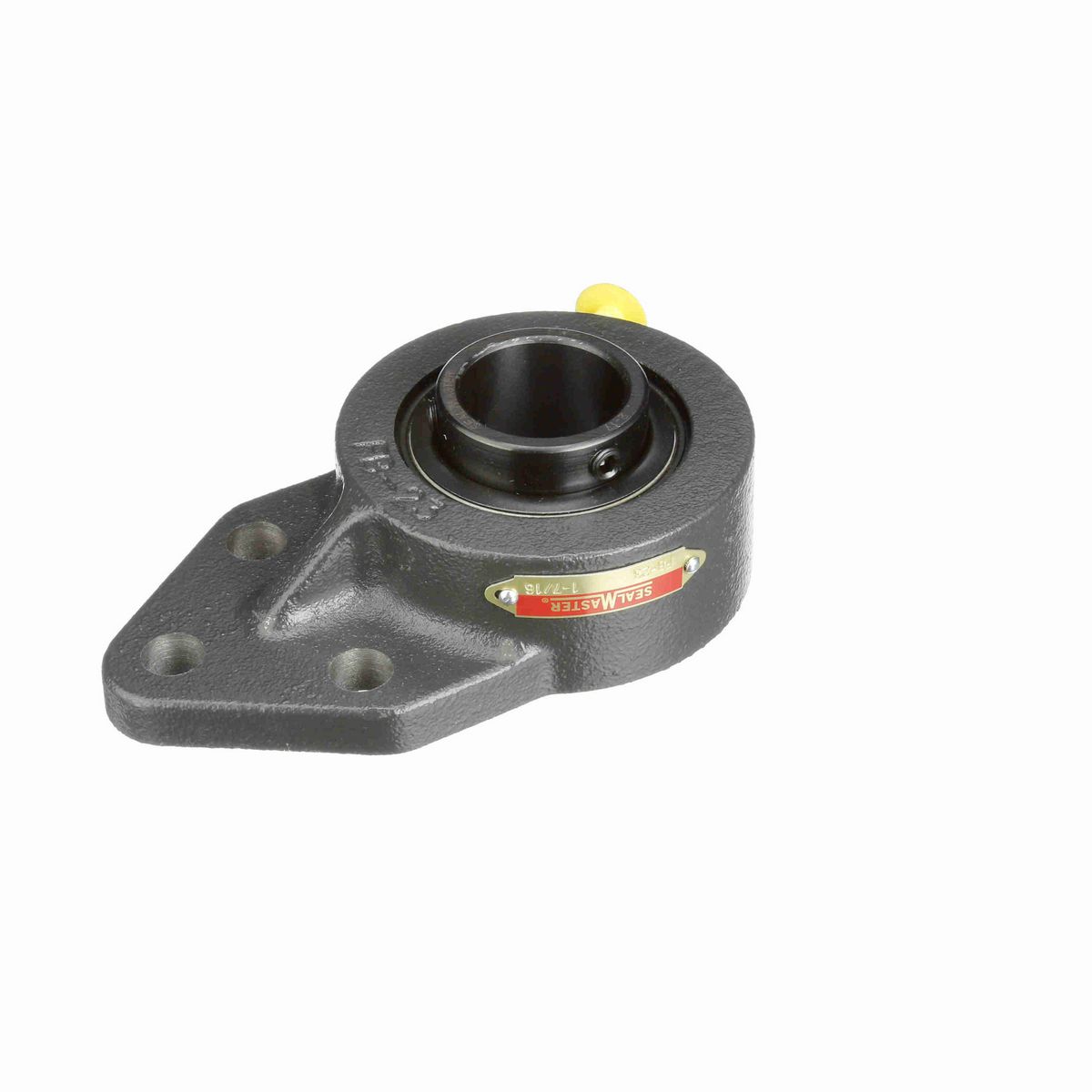 Sealmaster Mounted Cast Iron Three Bolt Flange Bracket Ball Bearing - 52100 Bearing Steel, Black Oxided - Setscrew Lock - FB-23