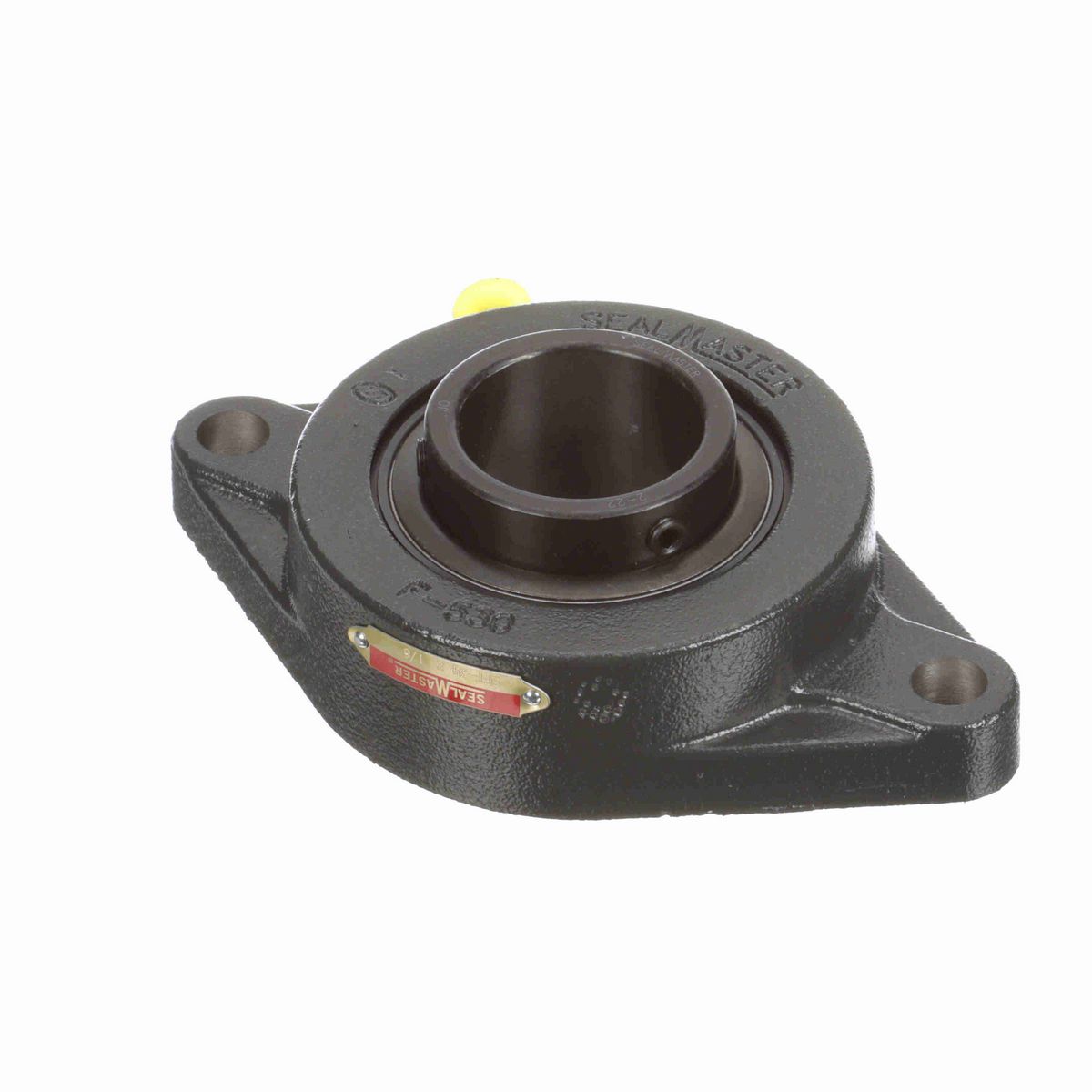 Sealmaster Mounted Cast Iron Two Bolt Flange Ball Bearing - 52100 Bearing Steel, Black Oxided - Setscrew Lock - SFT-34