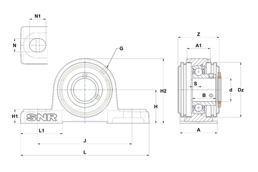 Фланцевый подшипниковый узел SNR USP206-19T20CO