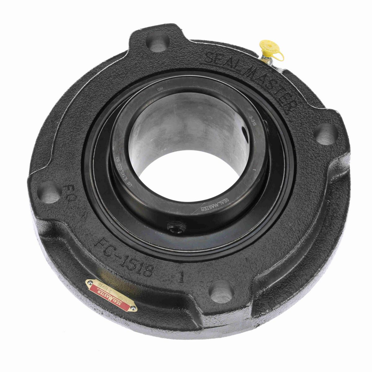 Sealmaster Mounted Cast Iron Flange Cartridge Ball Bearing - 52100 Bearing Steel, Black Oxided - Setscrew Lock - MFC-63
