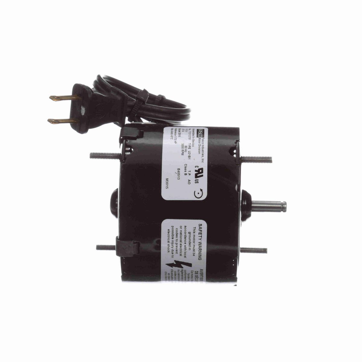 FASCO Ventilation Motor, 1/70 HP, 1 Ph, 60 Hz, 115 V, 3000 RPM, 1 Speed, 3.3" Diameter, TEAO - D616