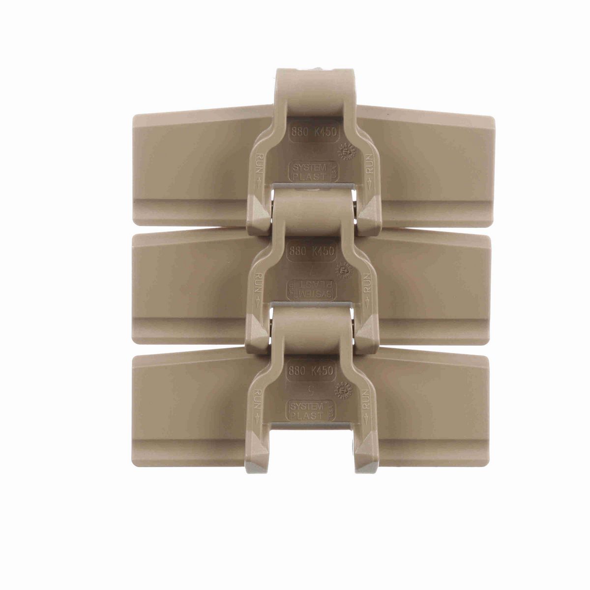 System Plast 880B Side-flexing Solid Top, Material: Tan Low Friction, Width: 4.5in, Pitch: 1.5in - LF880-K450