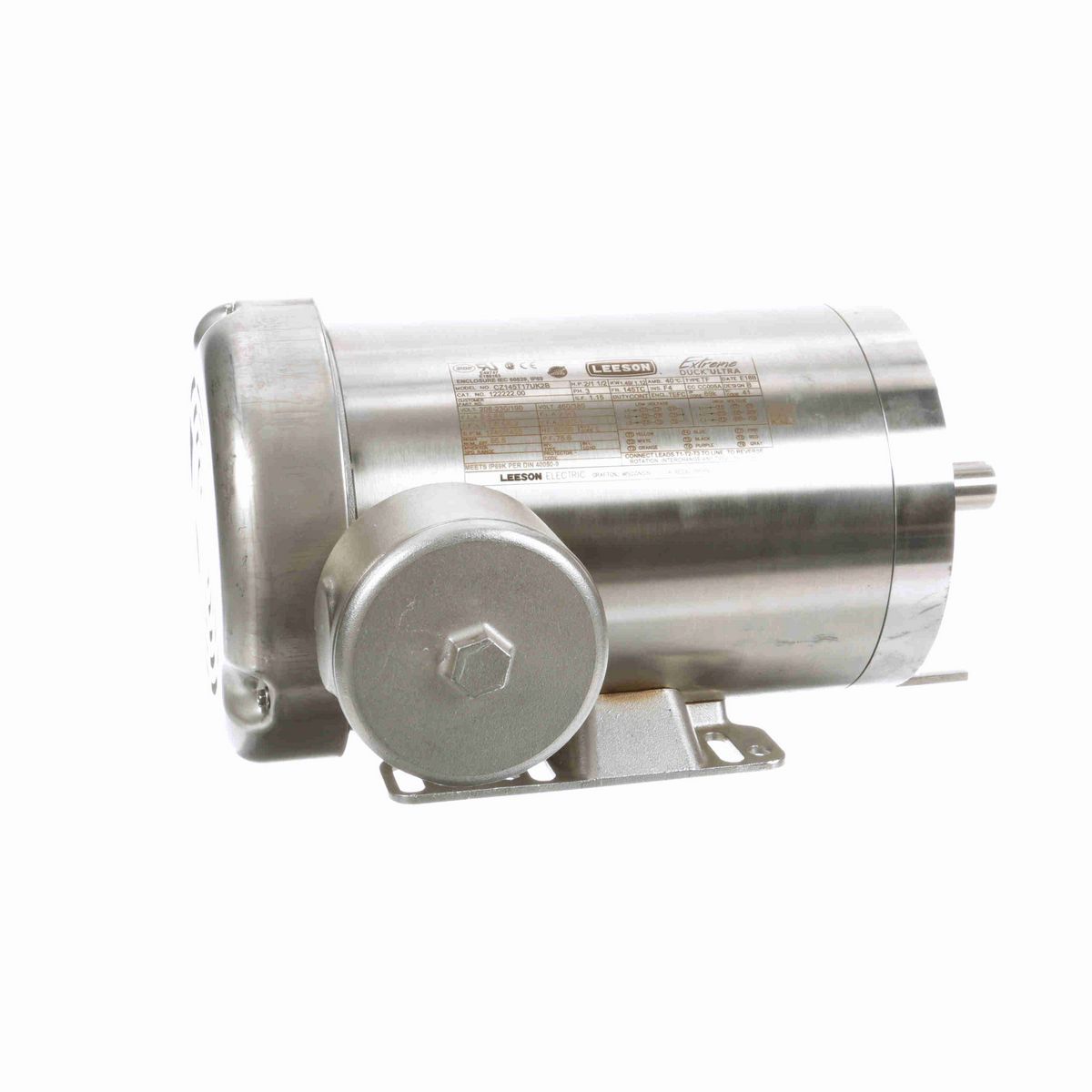 LEESON General Purpose Motor, 2 & 1.50 HP, 3 Ph, 60 & 50 Hz, 230/460 & 190/380 V, 1800 & 1500 RPM, 145TC Frame, TEFC - 122222.00