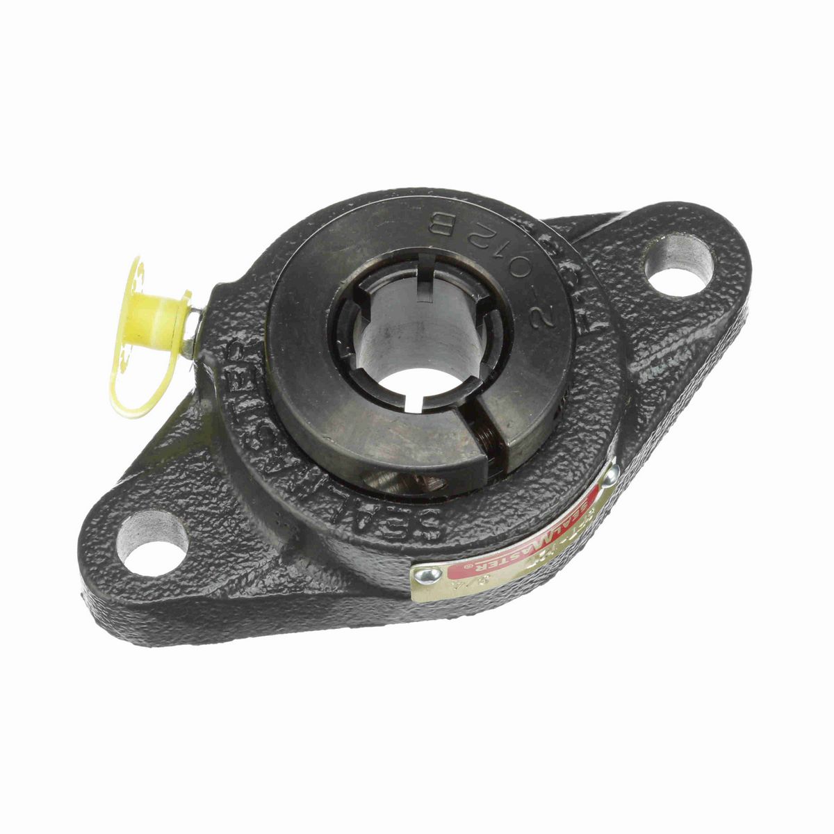 Sealmaster Mounted Cast Iron Two Bolt Flange Ball Bearing - 52100 Bearing Steel, Black Oxided - Concentric Lock - SFT-12T