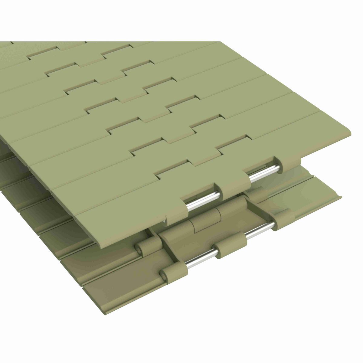 Rexnord 821 Straight Running Solid Top, Material: Green Abrasion Resistant Polyamide, Width: 10in, Pitch: 1.5in - 81431772