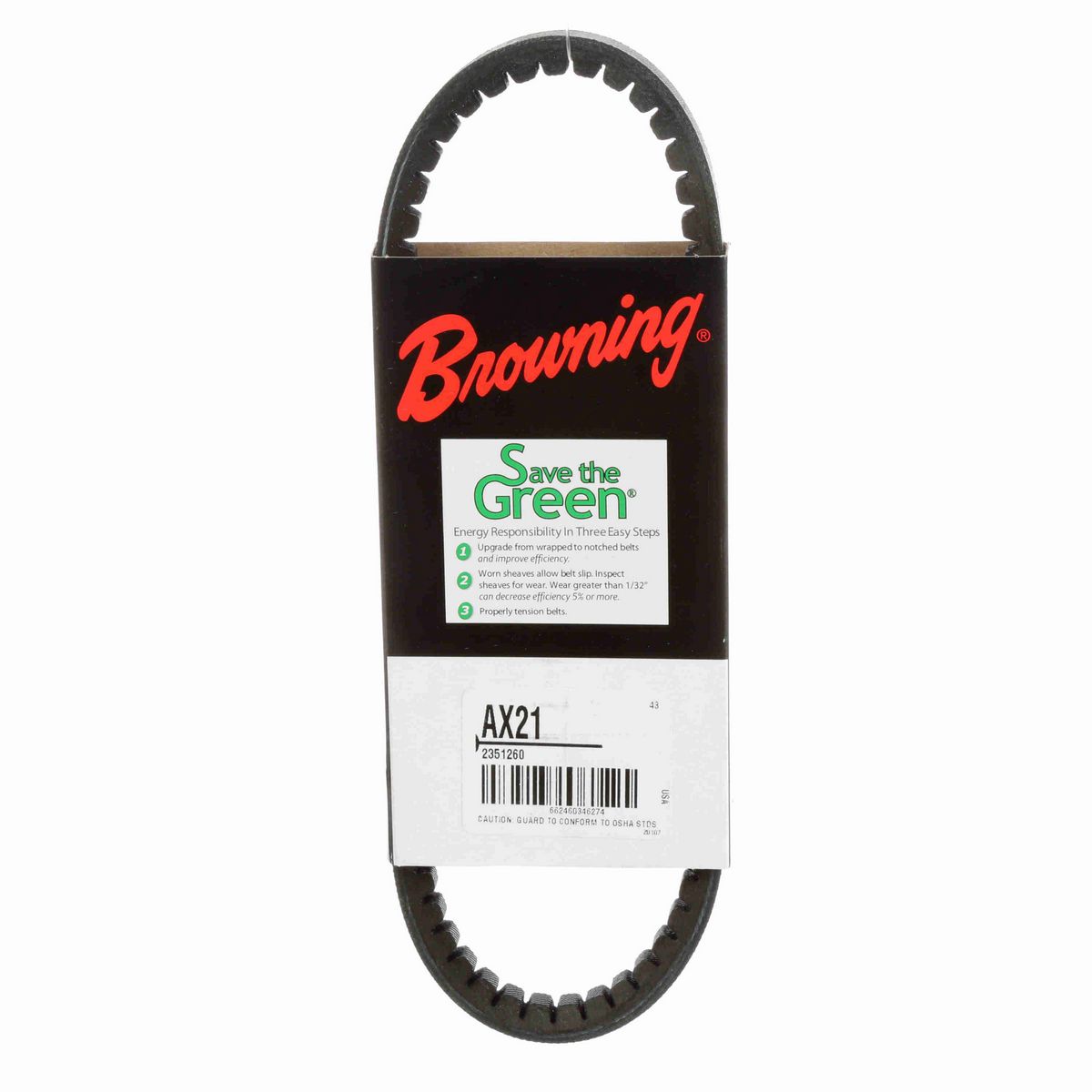 Browning EPDM Notched Belt 98% Efficient - AX21