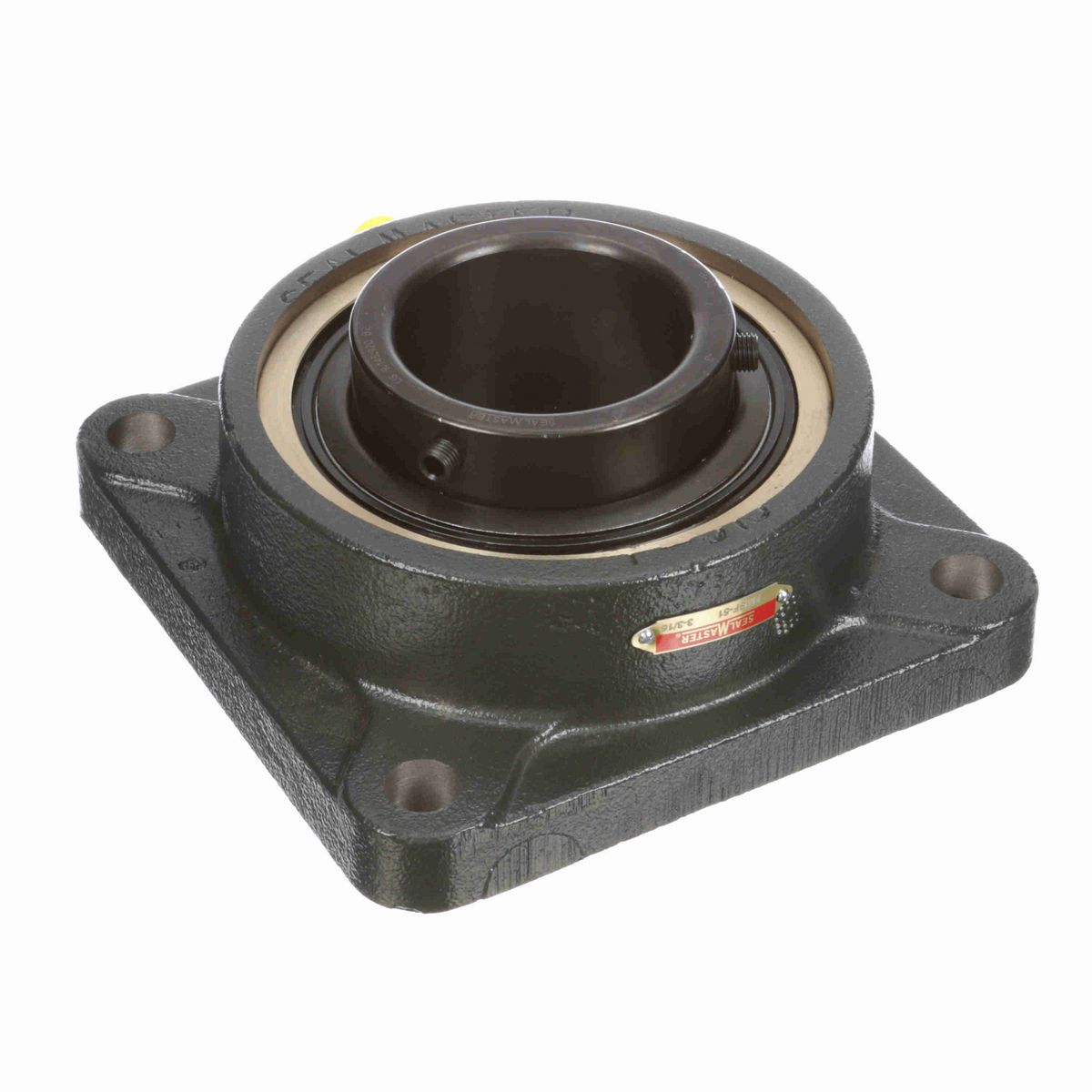 Sealmaster Mounted Cast Iron Four Bolt Flange Ball Bearing - 52100 Bearing Steel, Black Oxided - Setscrew Lock - EMSF-51