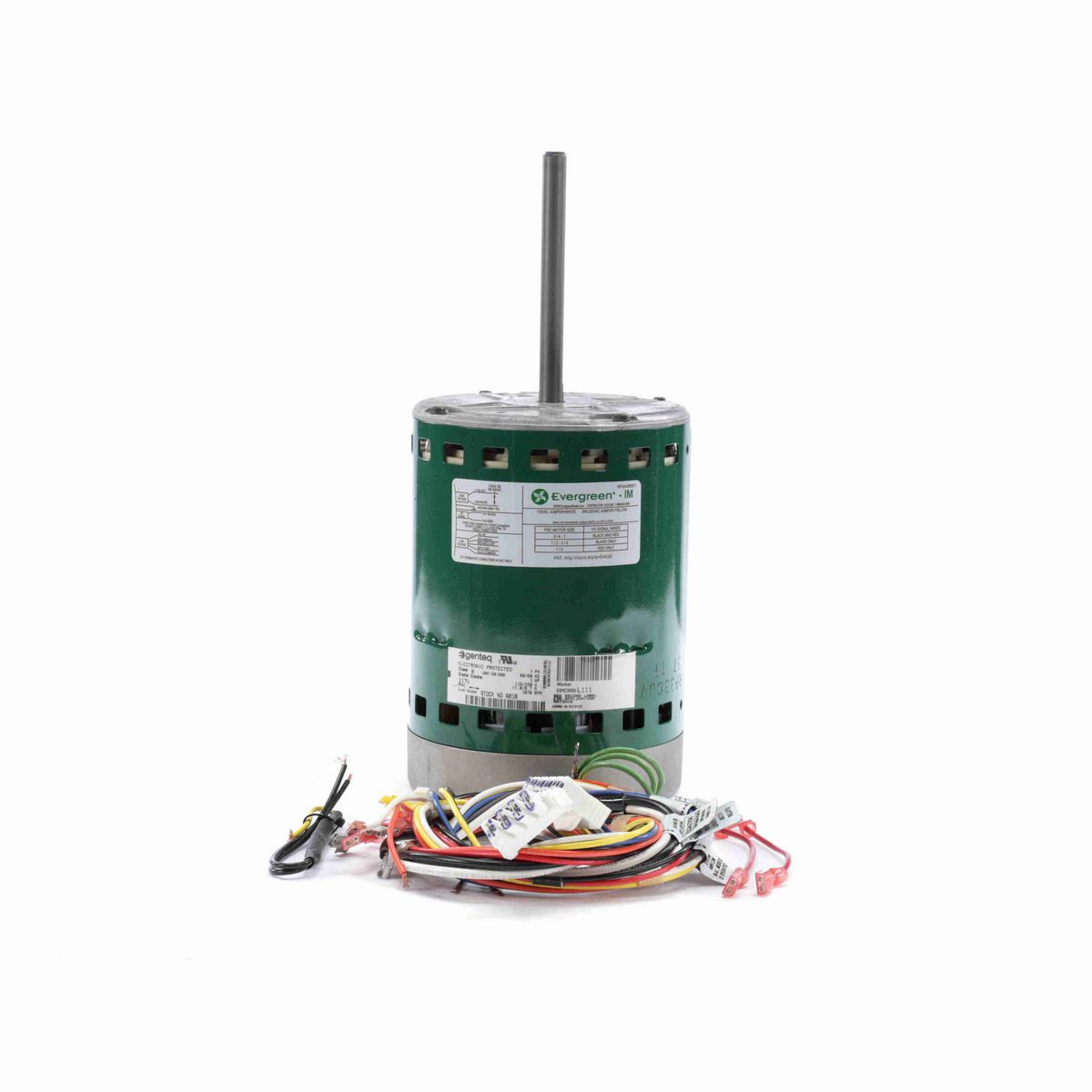 Genteq EVERGREEN® IM Fan and Blower Motor, 1 - 1/2 HP, 1 Ph, 60/50 Hz, 115/230 V, 1075 RPM, 1 Speed, 48 Frame, OPAO - 6010