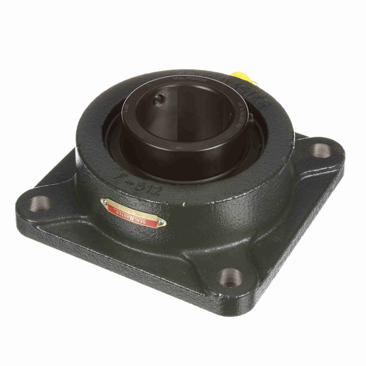 Sealmaster Mounted Cast Iron Four Bolt Flange Ball Bearing - 52100 Bearing Steel, Black Oxided - Setscrew Lock - MSF-40C