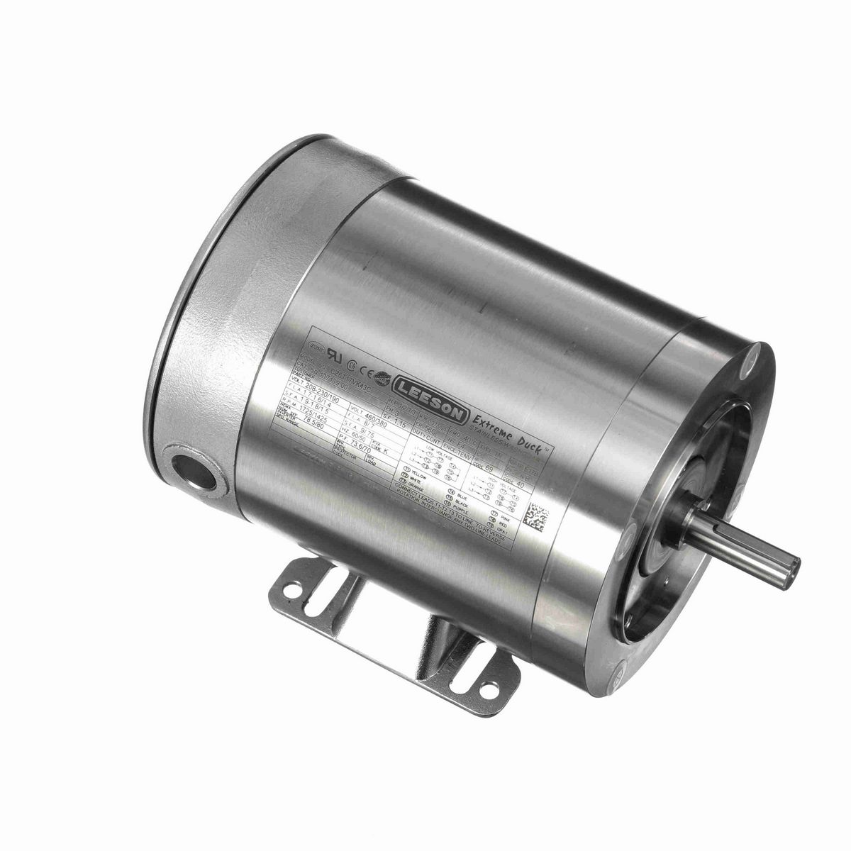 LEESON Extreme Duck® Ultra General Purpose Motor, 0.50 & 0.33 HP, 3 Ph, 60 & 50 Hz, 230/460 & 190/380 V, 1800 & 1500 RPM, 56C Frame, TENV - 117119.00