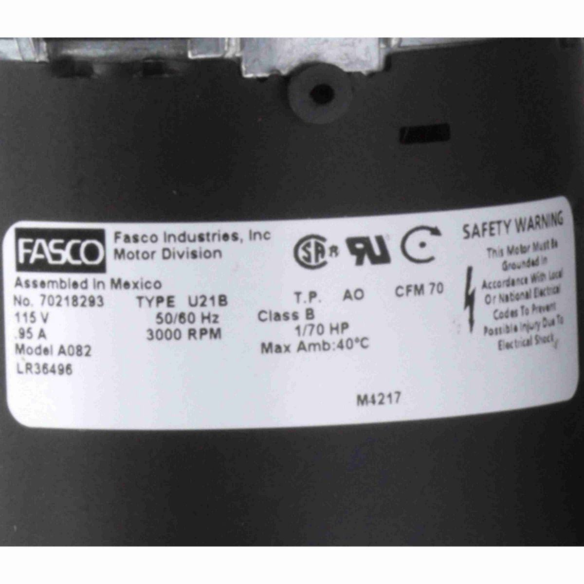 FASCO Rectangular Outlet Shaded Pole Centrifugal Blower, 115 Volts, Flange: No - A082
