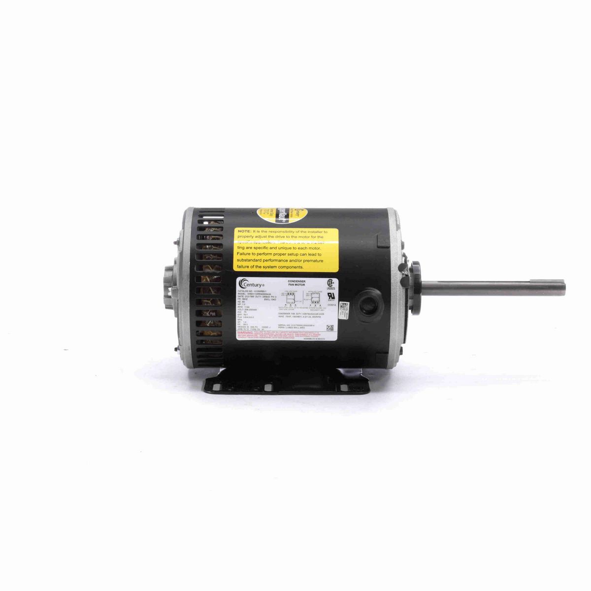 Century JuggerNaut® Condenser Fan Motor, 1 HP, 3 Ph, 60 Hz, 208-230/460&190/380 V, 1200 RPM, 56HZ Frame, OPAO - H1050RBV1