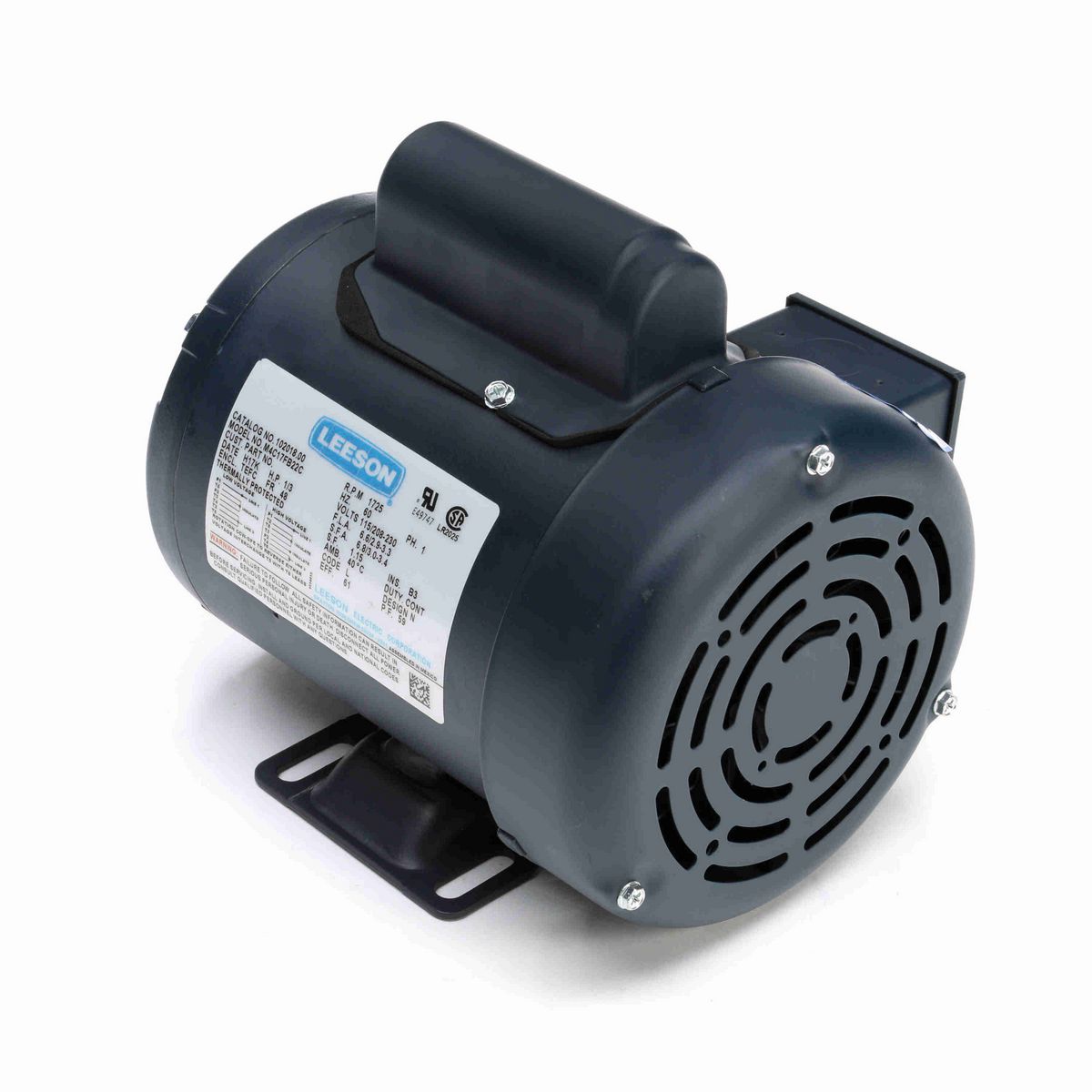 LEESON General Purpose Motor, 0.33 HP, 1 Ph, 60 Hz, 115/230 V, 1800 RPM, 48 Frame, TEFC - 102018.00
