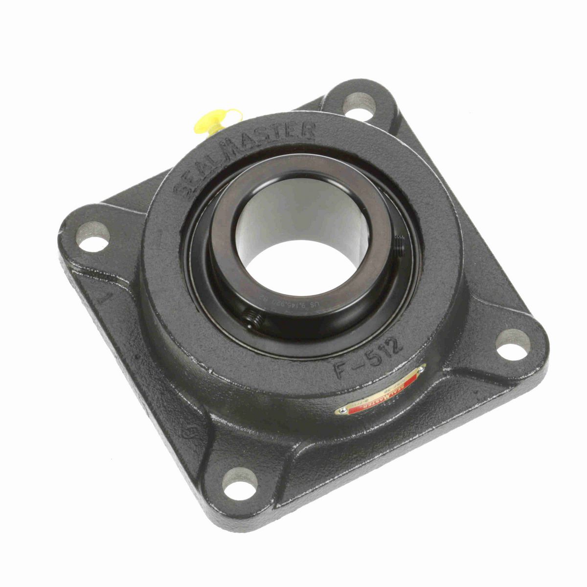 Sealmaster Mounted Cast Iron Four Bolt Flange Ball Bearing - 52100 Bearing Steel, Black Oxided - Setscrew Lock - MSF-39