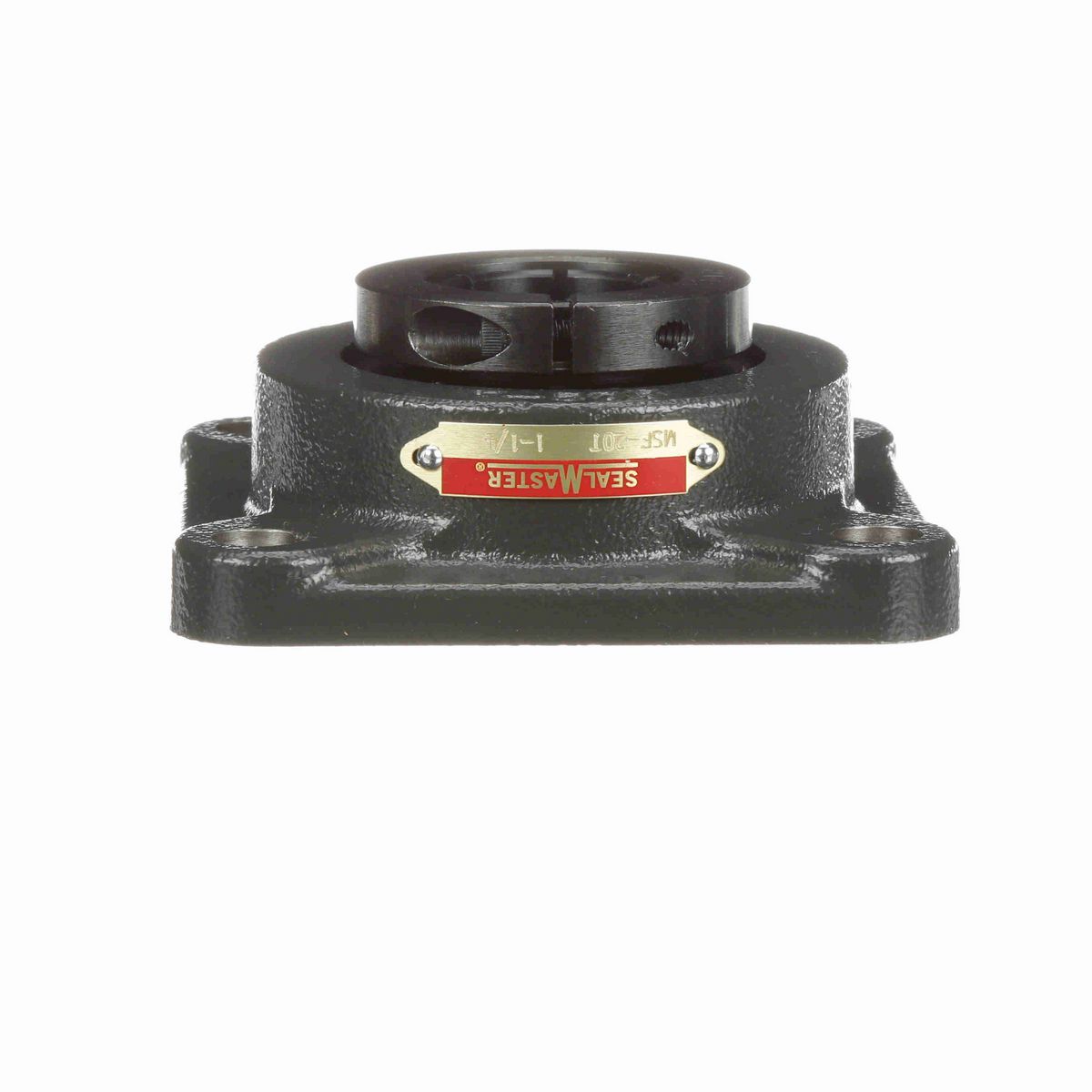 Sealmaster Mounted Cast Iron Four Bolt Flange Ball Bearing - 52100 Bearing Steel, Black Oxided - Concentric Lock - MSF-20T