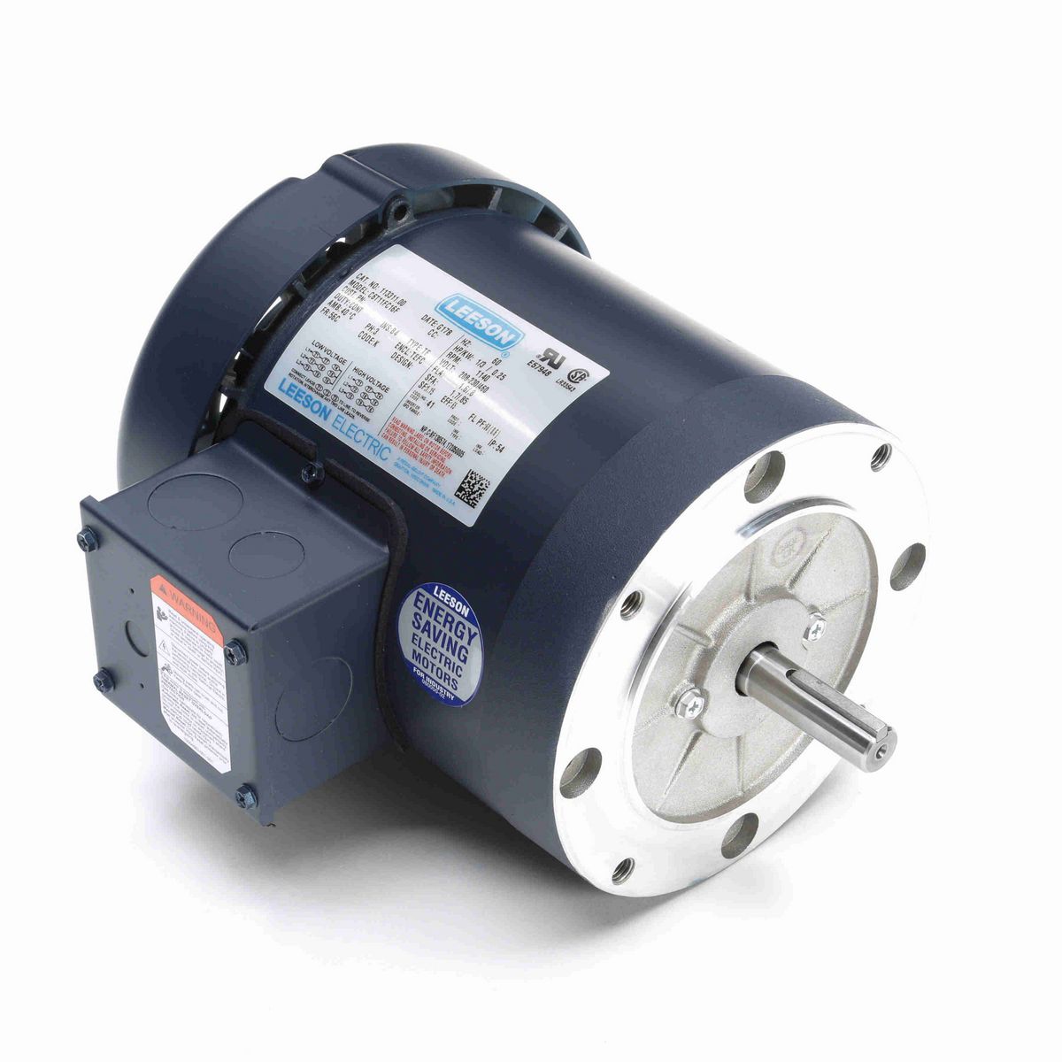 LEESON General Purpose Motor, 0.33 HP, 3 Ph, 60 Hz, 208-230/460 V, 1200 RPM, 56C Frame, TEFC - 113311.00