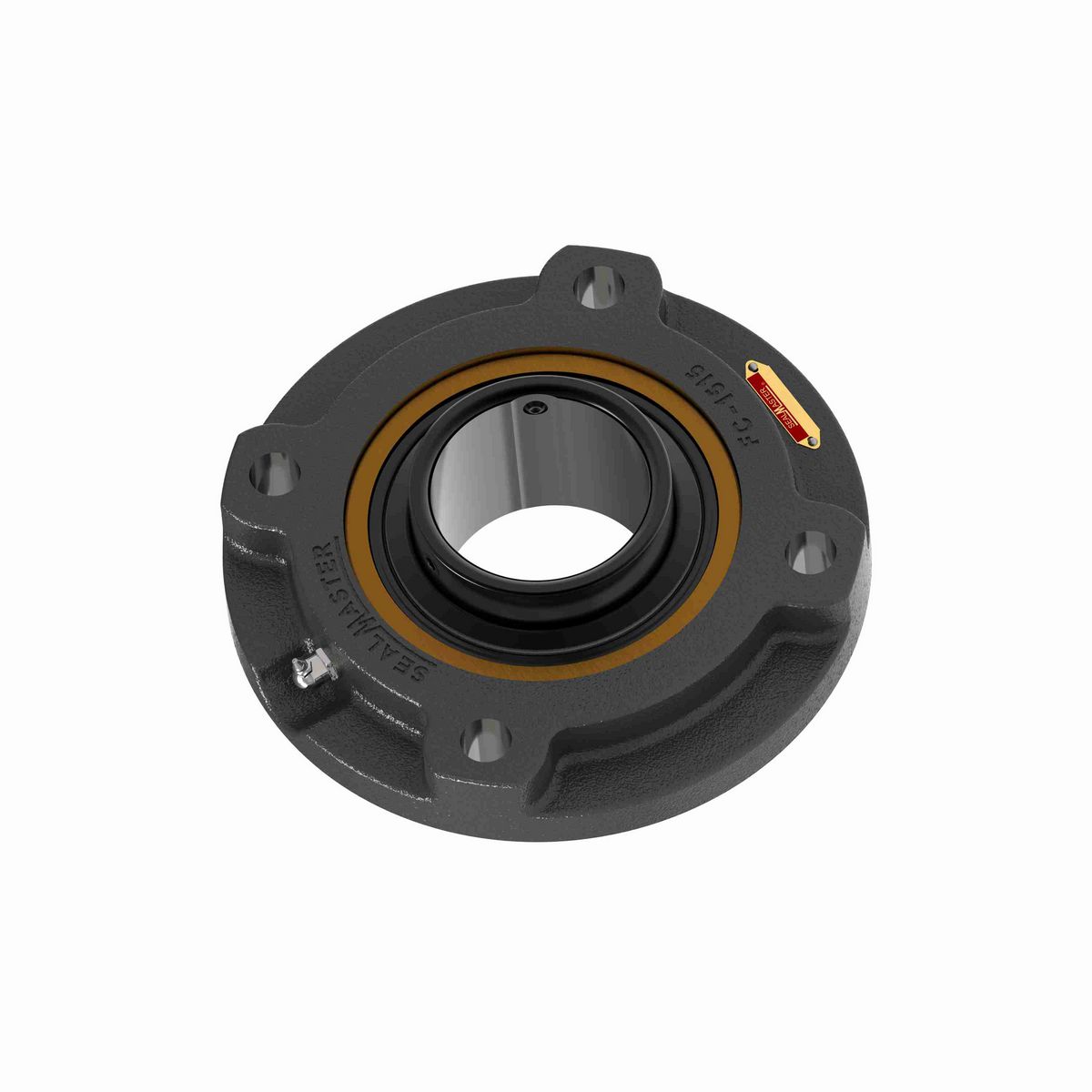 Sealmaster Mounted Cast Iron Flange Cartridge Ball Bearing - 52100 Bearing Steel, Black Oxided - Setscrew Lock - EMFC-55