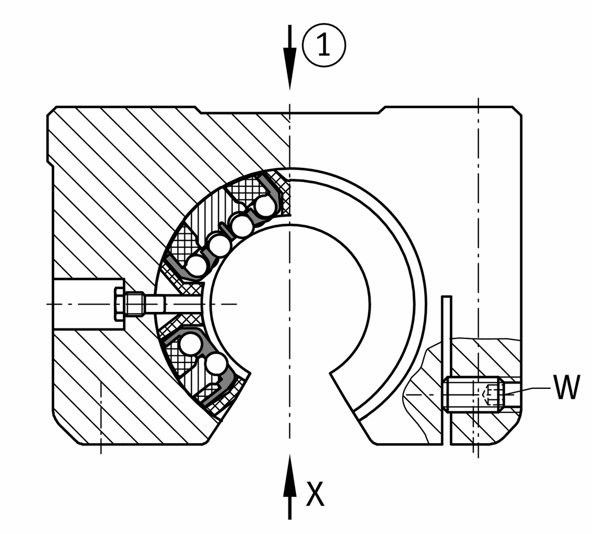 Узел с шарикоподшипником для линейного перемещения INA KTSOS25-PP-AS
