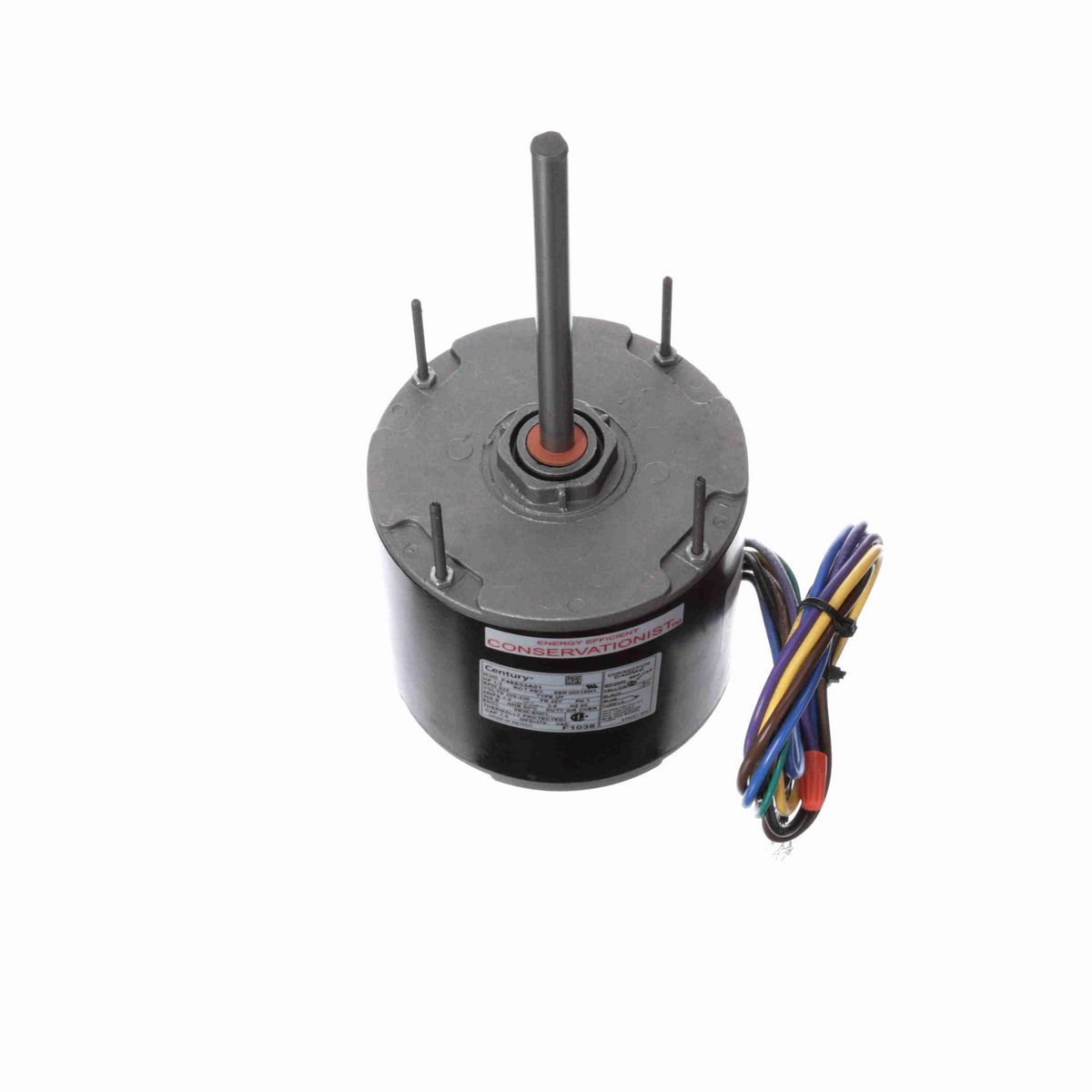Century Condenser Fan Motor, 1/3 HP, 1 Ph, 60 Hz, 208-230 V, 825 RPM, 1 Speed, 48 Frame, SEMI ENCL - F1038