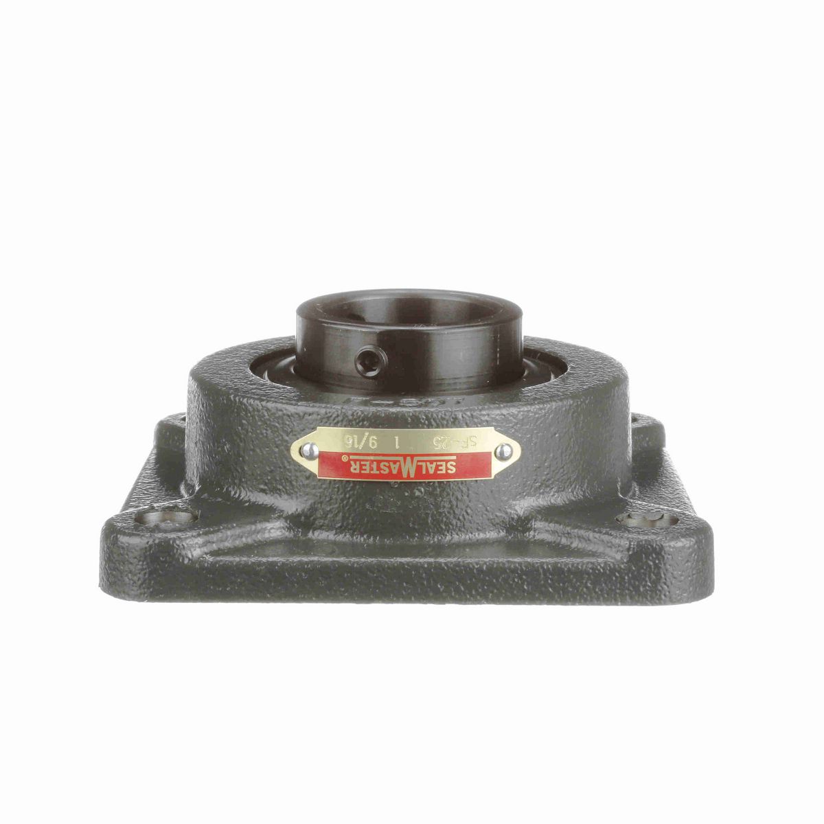 Sealmaster Mounted Cast Iron Four Bolt Flange Ball Bearing - 52100 Bearing Steel, Black Oxided - Setscrew Lock - SF-25