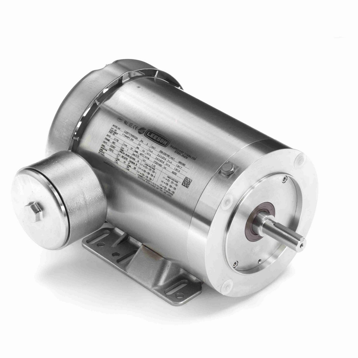 LEESON Premium Duck™ General Purpose Motor, 1 & 1 HP, 3 Ph, 60 & 50 Hz, 230/460 & 190/380 V, 1800 & 1500 RPM, 56C Frame, TEFC - 119491.00