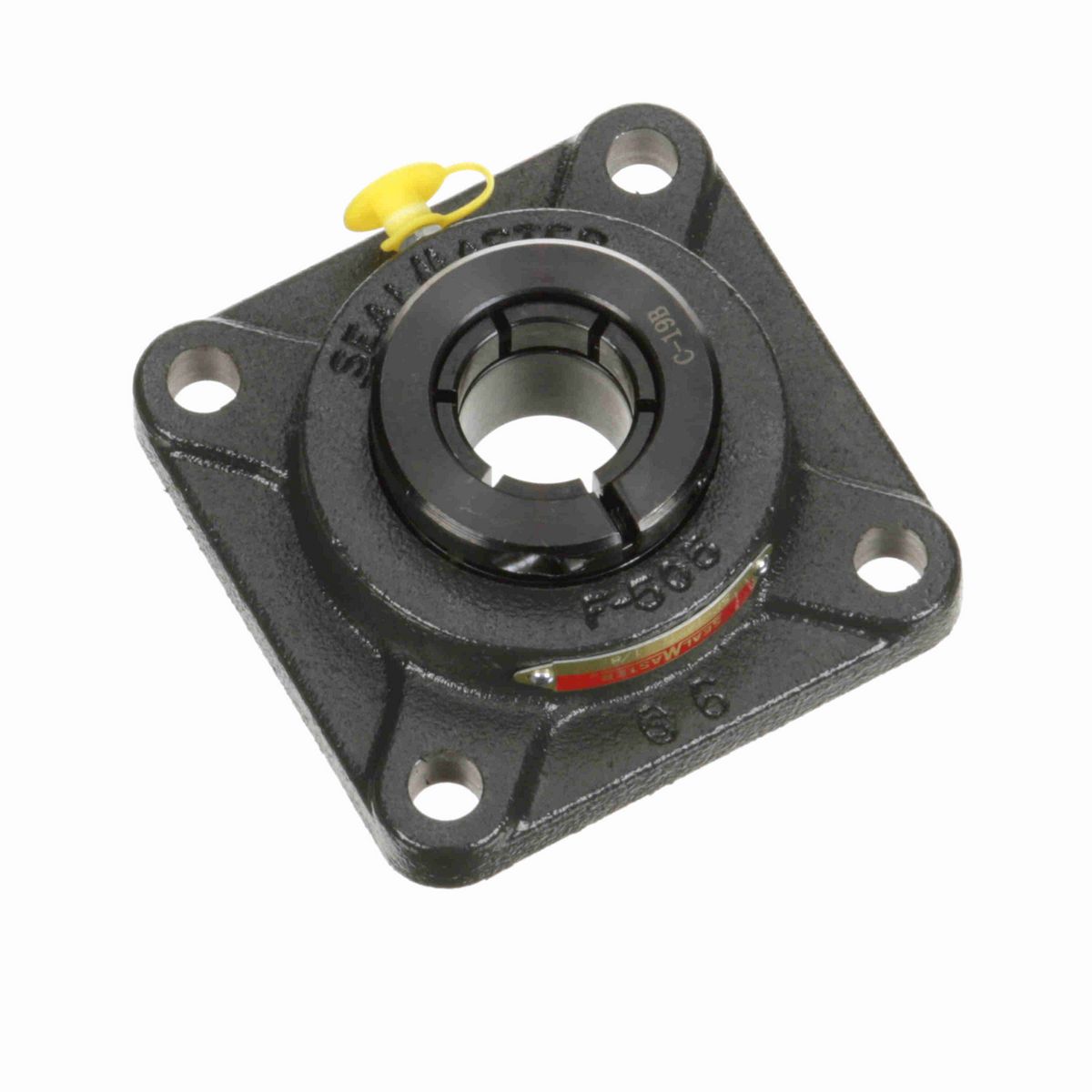 Sealmaster Mounted Cast Iron Four Bolt Flange Ball Bearing - 52100 Bearing Steel, Black Oxided - Concentric Lock - SF-18T