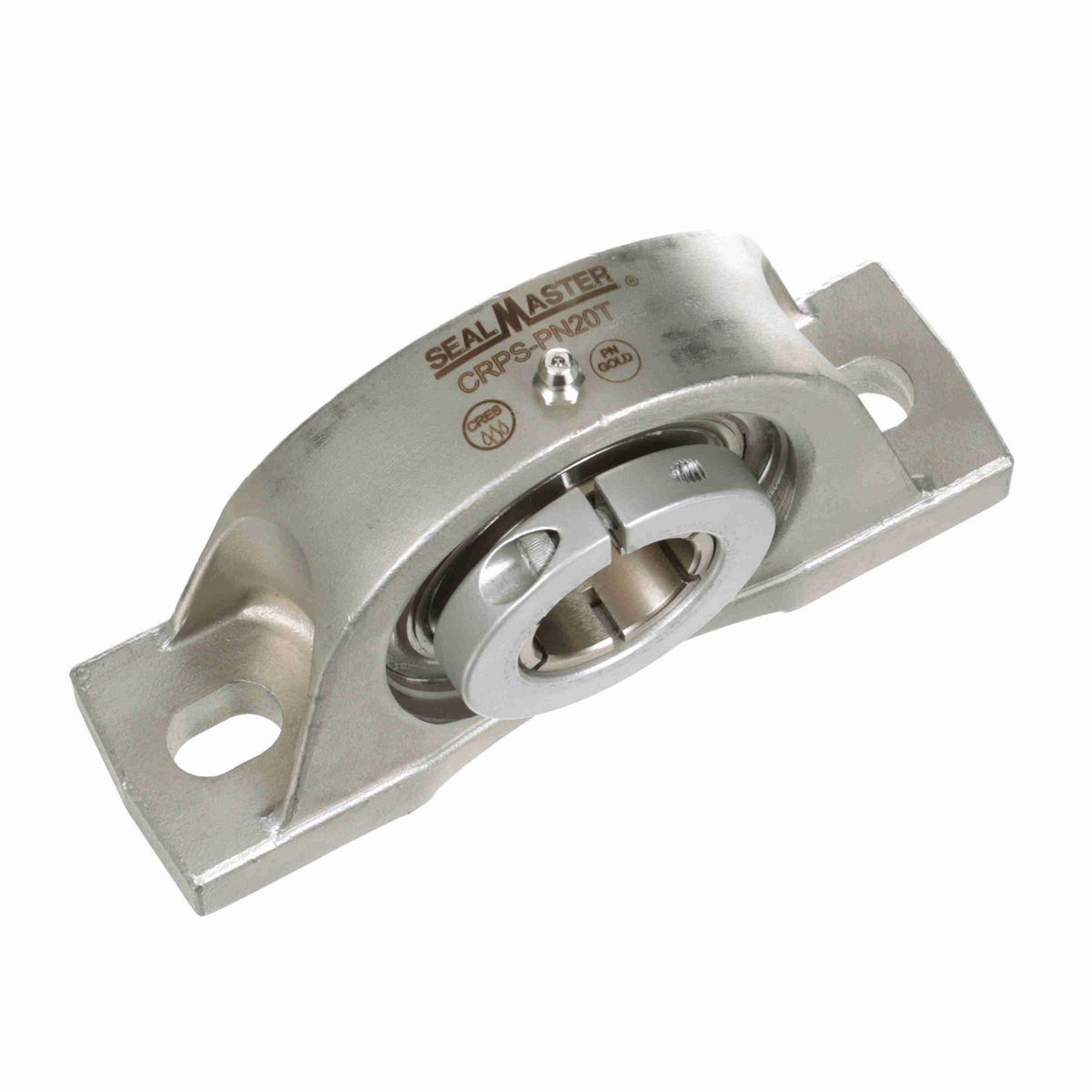 Sealmaster Mounted Stainless Steel Two Bolt Pillow Block Ball Bearing - 52100 Bearing Steel, Phosphorus Nickel Coated - Concentric Lock - Corrosion Resistant - CRPS-PN20T