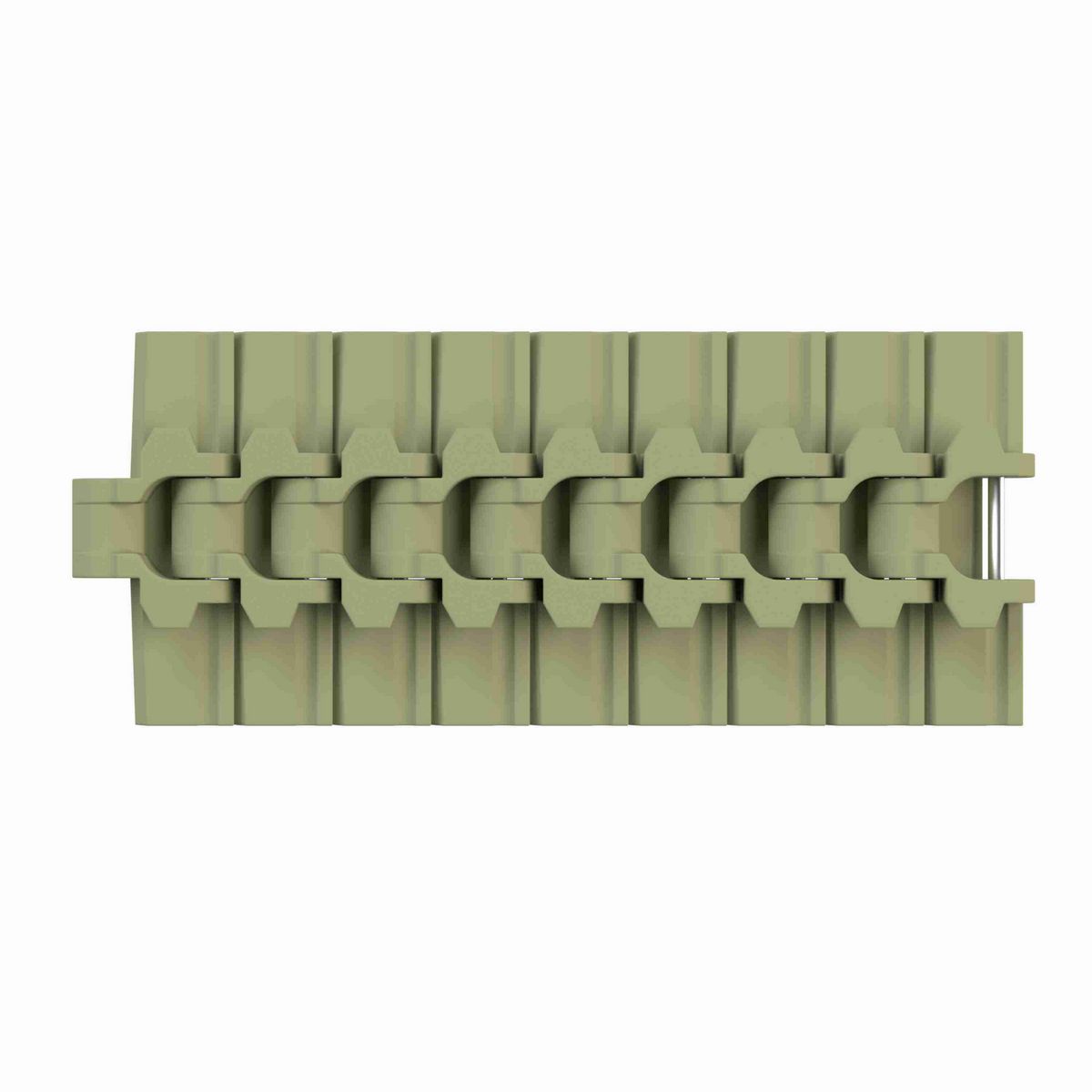 Rexnord 882TAB Side-flexing Solid Top, Material: Green Abrasion Resistant Polyamide, Width: 6in, Pitch: 1.5in - 81430517