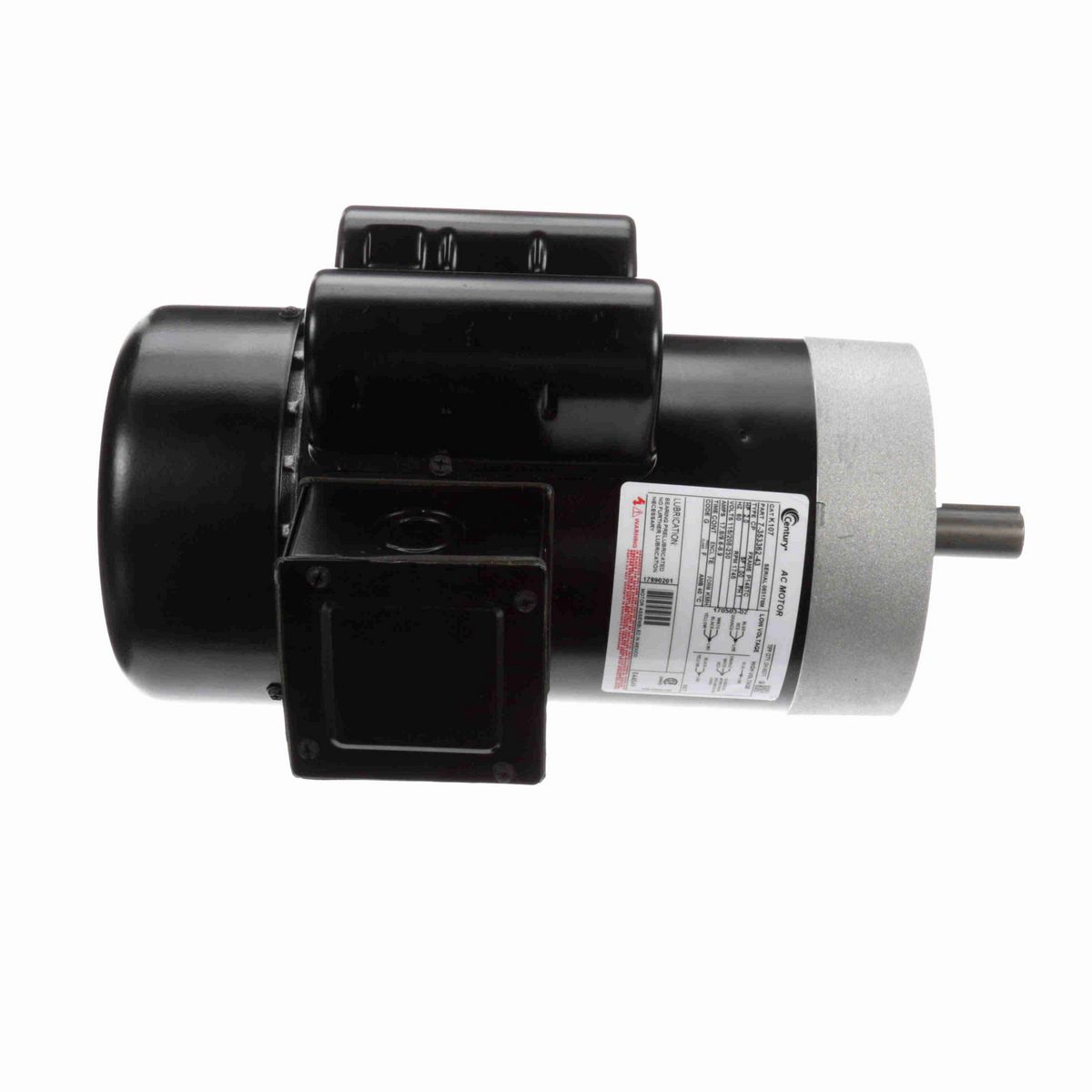 Century General Purpose Motor, 2.0 HP, 1 Ph, 60 Hz, 115/208-230 V, 1800 RPM, P145TC Frame, TEFC - K107