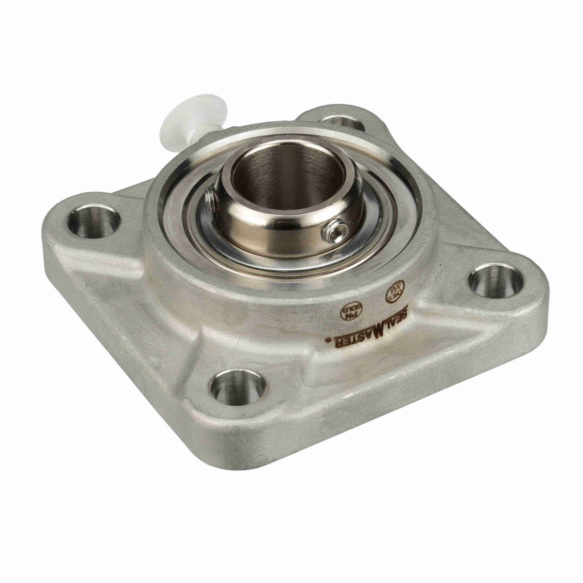 Sealmaster Mounted Stainless Steel Four Bolt Flange Ball Bearing - 52100 Bearing Steel, Phosphorus Nickel Coated - Setscrew Lock - Corrosion Resistant - CRFS-PN39