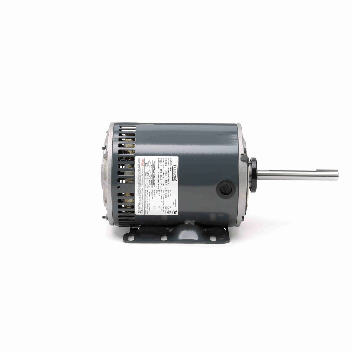 LEESON Refrigeration Motor, 0.50 & 0.33 HP, 3 Ph, 60 & 50 Hz, 208-230/460 & 190/380 V, 900 & 750 RPM, 56HZ Frame, OPAO - X529