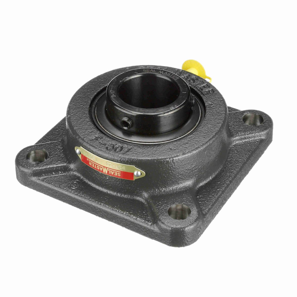Sealmaster Mounted Cast Iron Four Bolt Flange Ball Bearing - 52100 Bearing Steel, Black Oxided - Setscrew Lock - MSF-23